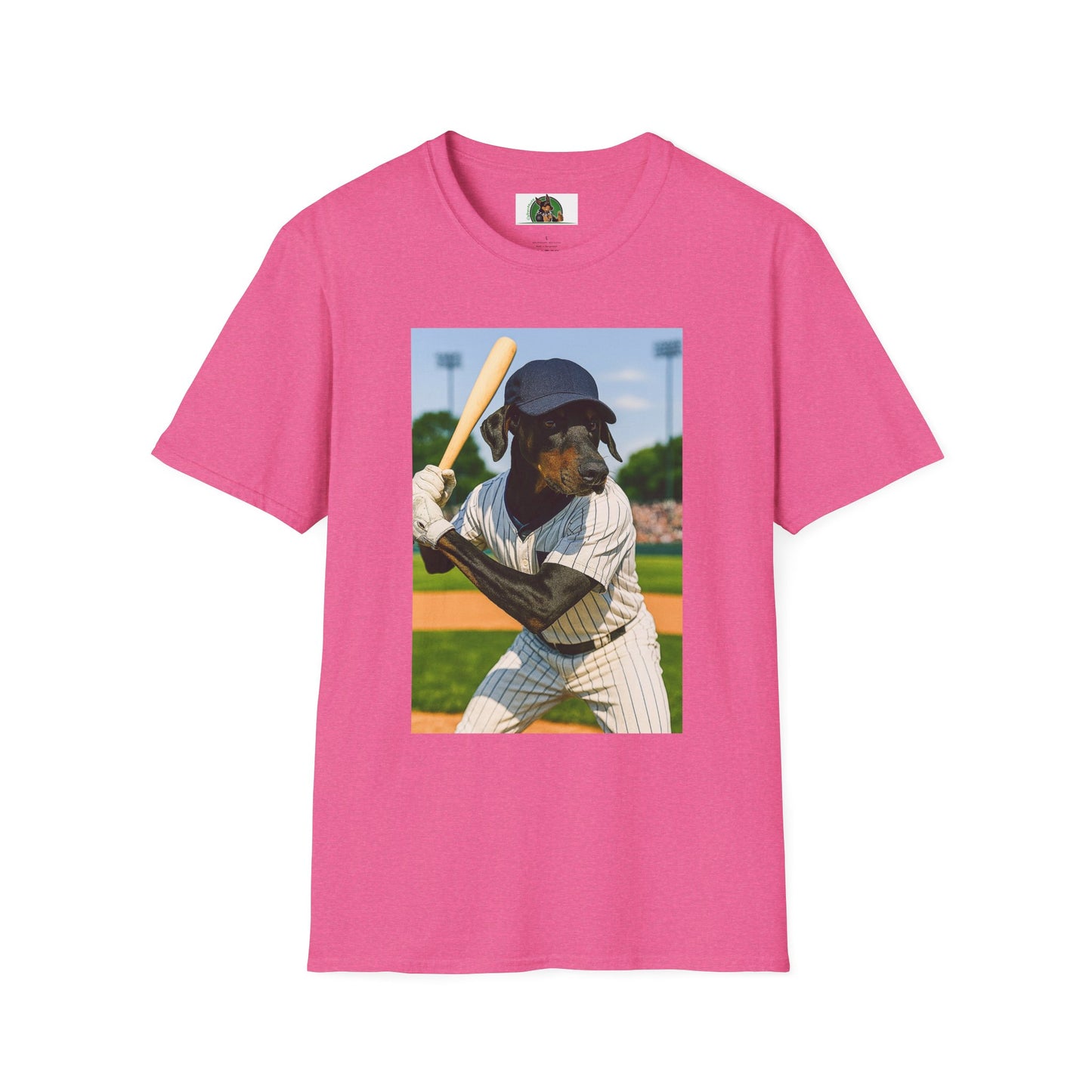 Baseball Doberman Sports T-Shirt T-Shirt Printify Heather Heliconia S