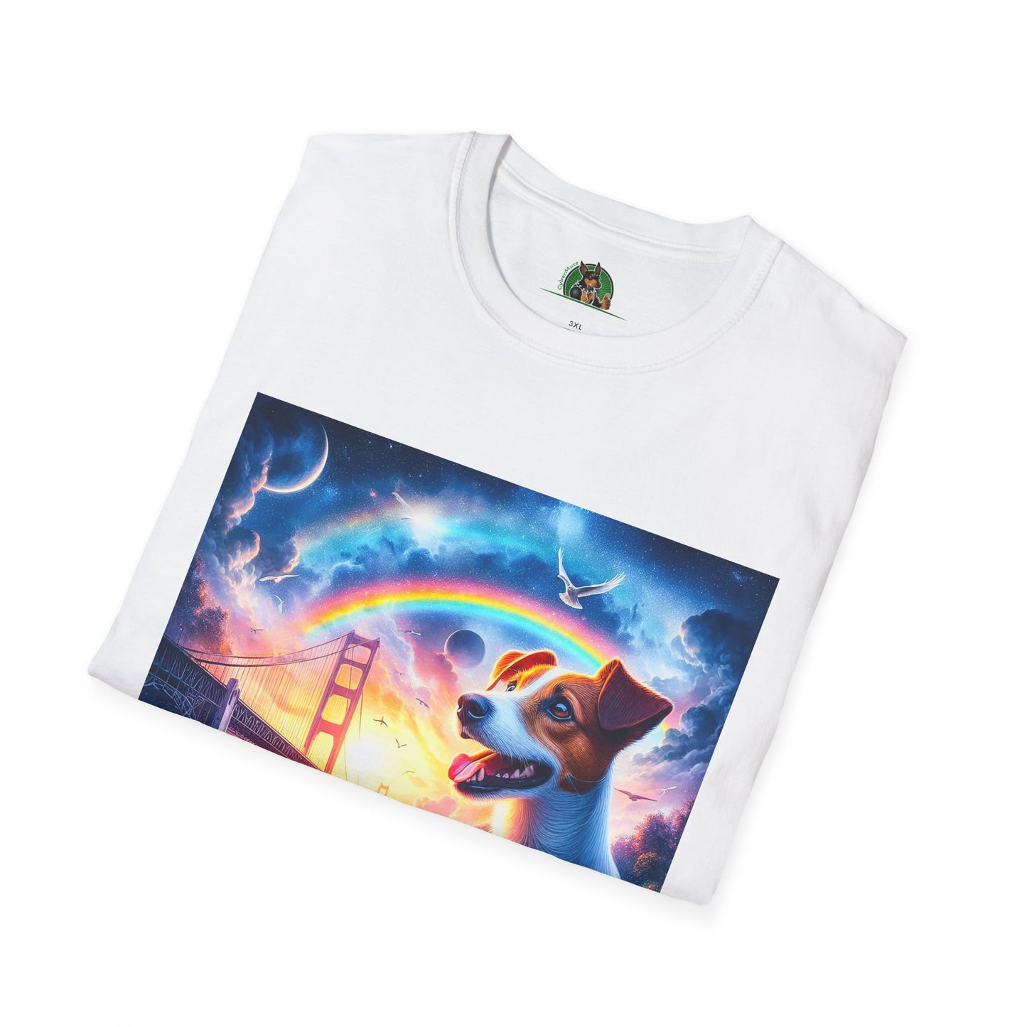 Jack Russell Moon And Dove Rainbow Bridge T-Shirt Printify