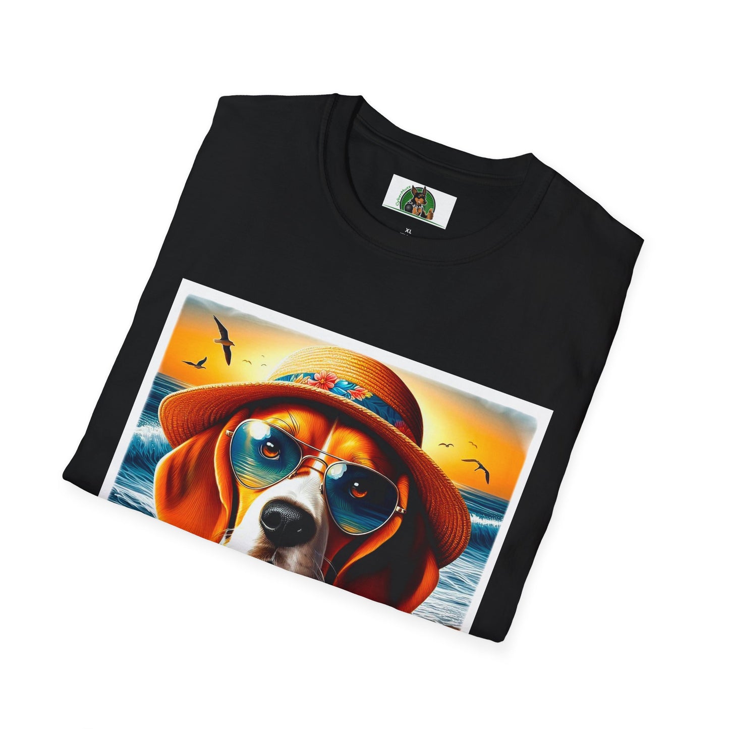 Beagle Wearing Sun Hat At The Beach T-Shirt Printify   