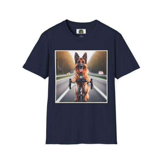 German Shepherd Biker Unisex Softstyle T-Shirt T-Shirt Printify S Navy 