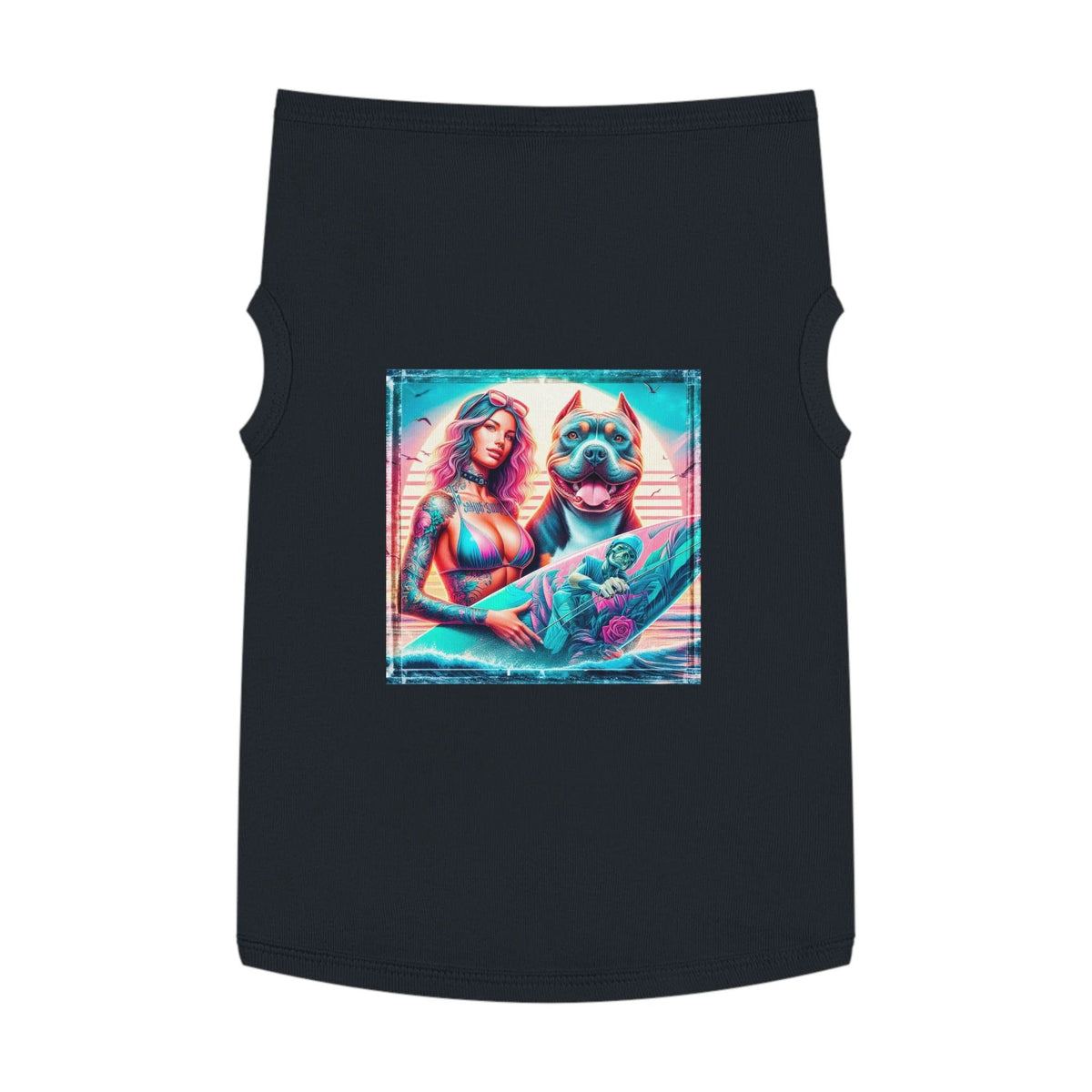 Pet Tank Top Pit Bull surfer girl Pets Printify XL Black