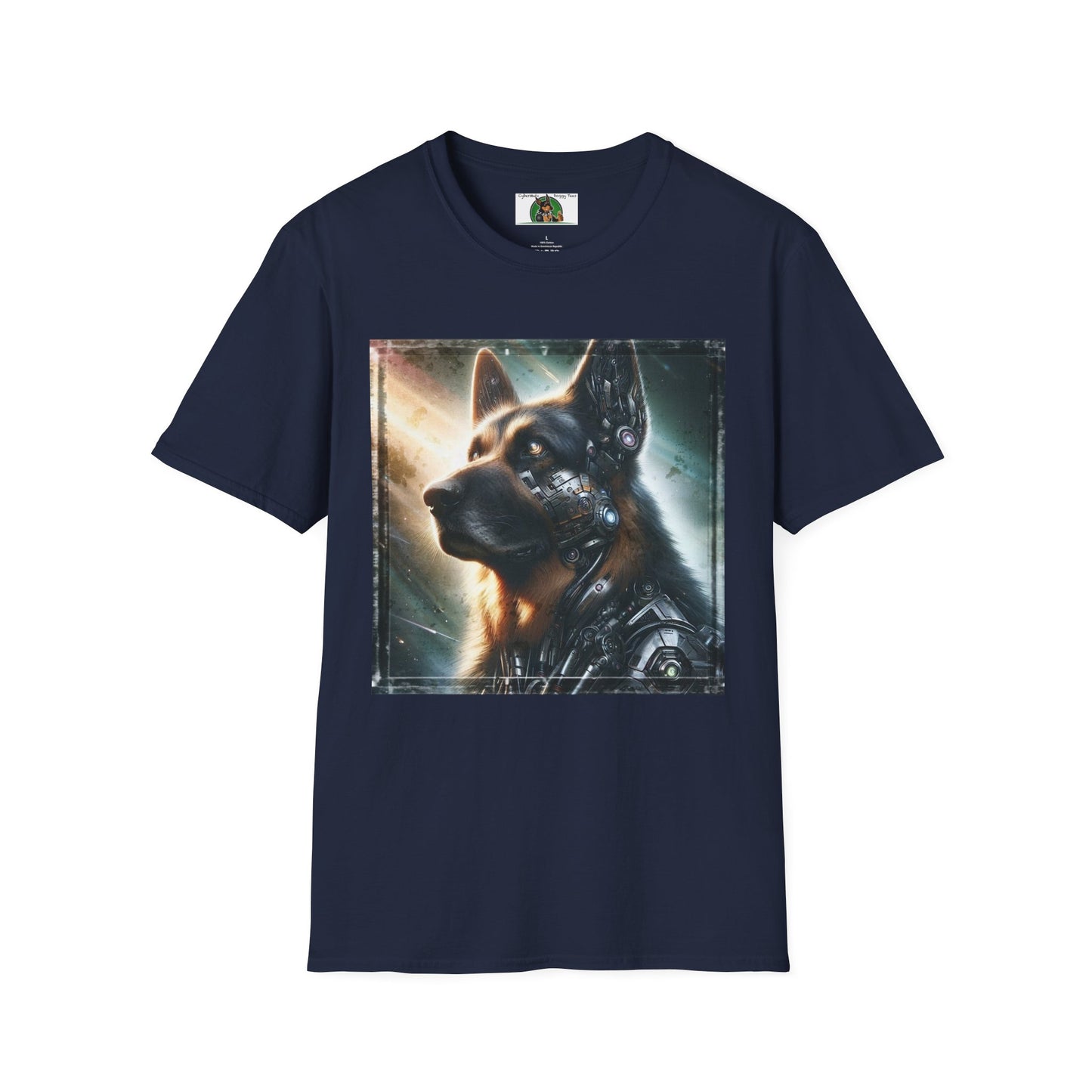 German Shepherd Robotic Dog  Unisex Softstyle T-Shirt T-Shirt Printify S Navy 