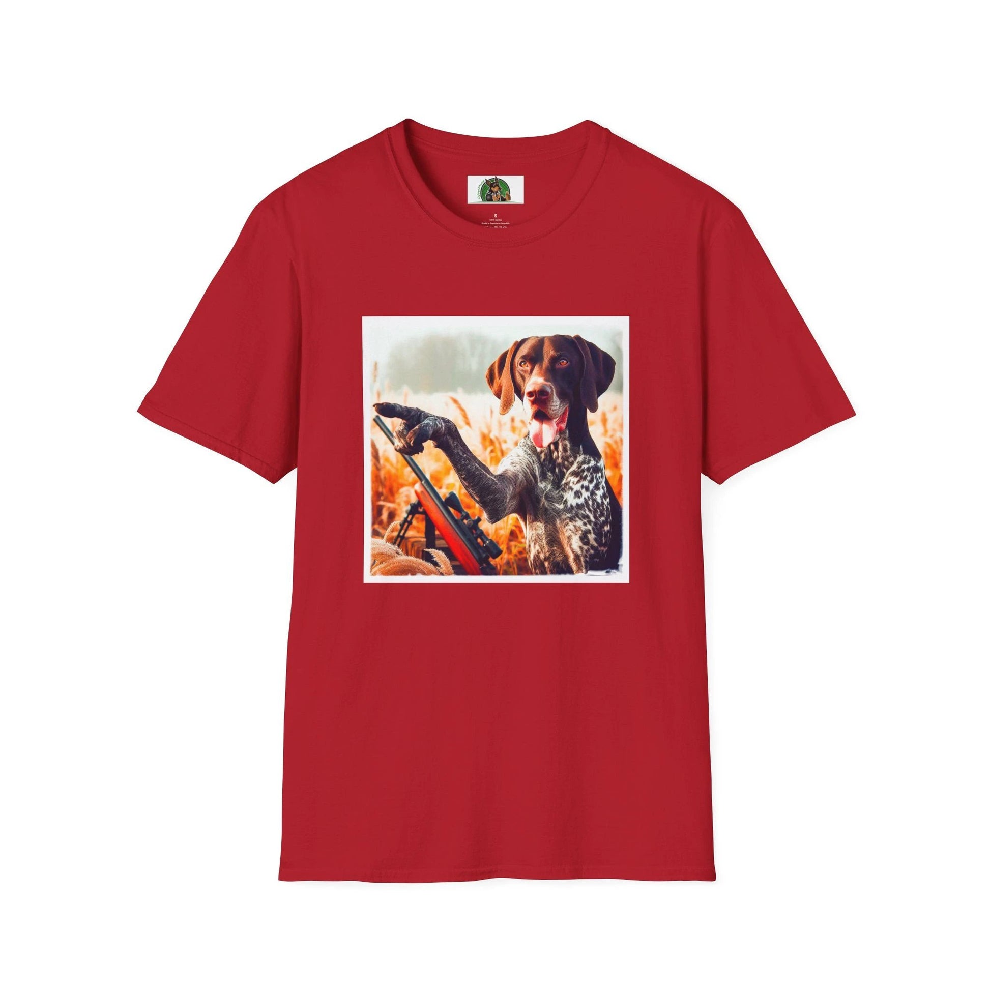 Wacky German Shorthaired Pointer Playing Violin T Shirt Graphic Tee For Dog Lovers T-Shirt Printify S Cherry Red