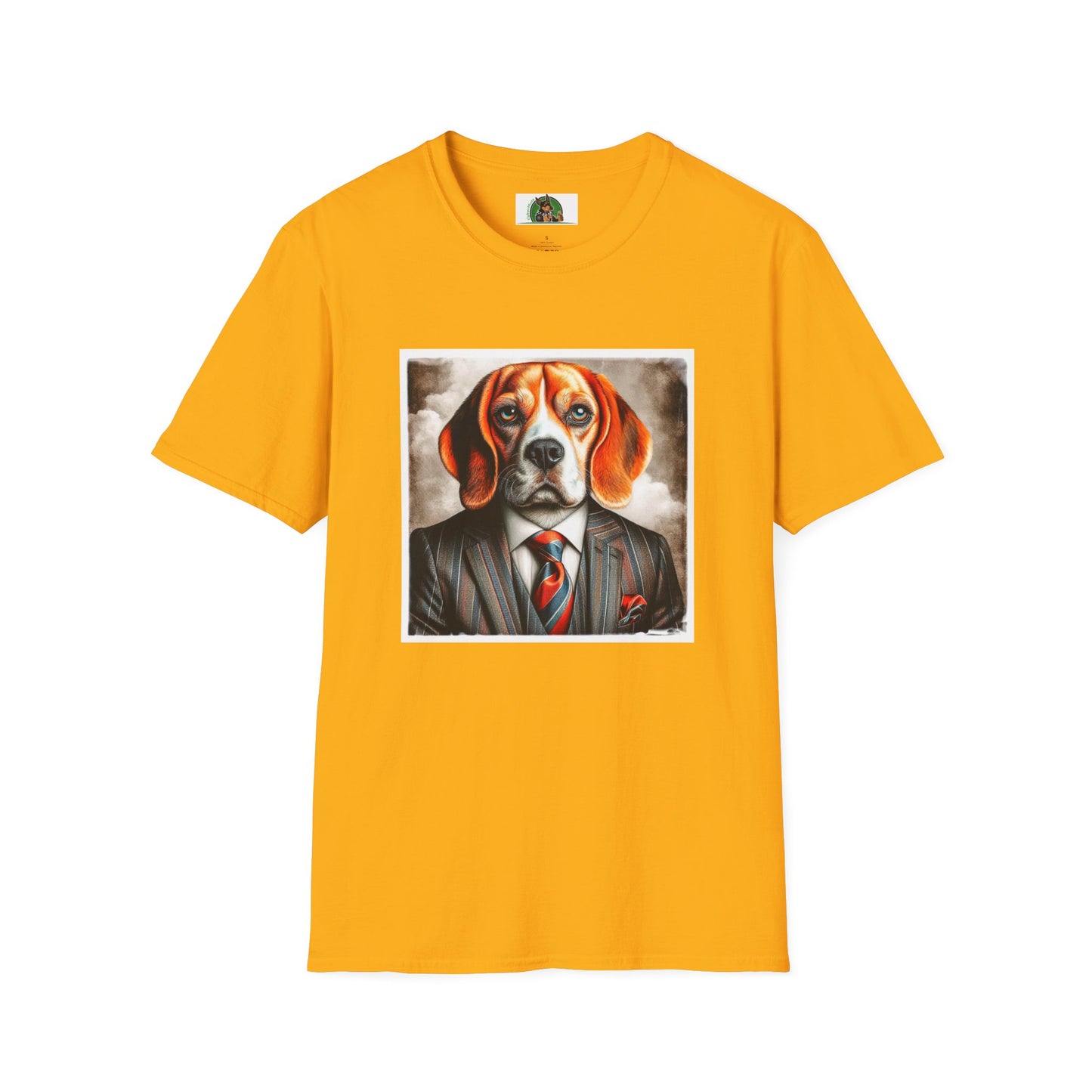 Beagle Wearing Power Suit T-Shirt Printify S Gold 