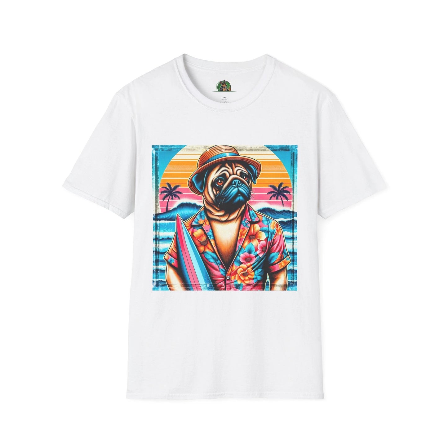 Surfer Pugs T-Shirt T-Shirt Printify XS White