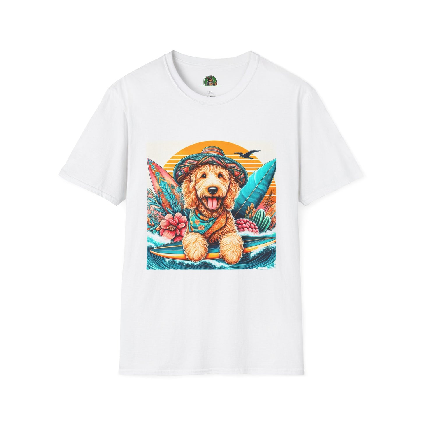 Golden Doodle blue waves shirt T-Shirt Printify XS White