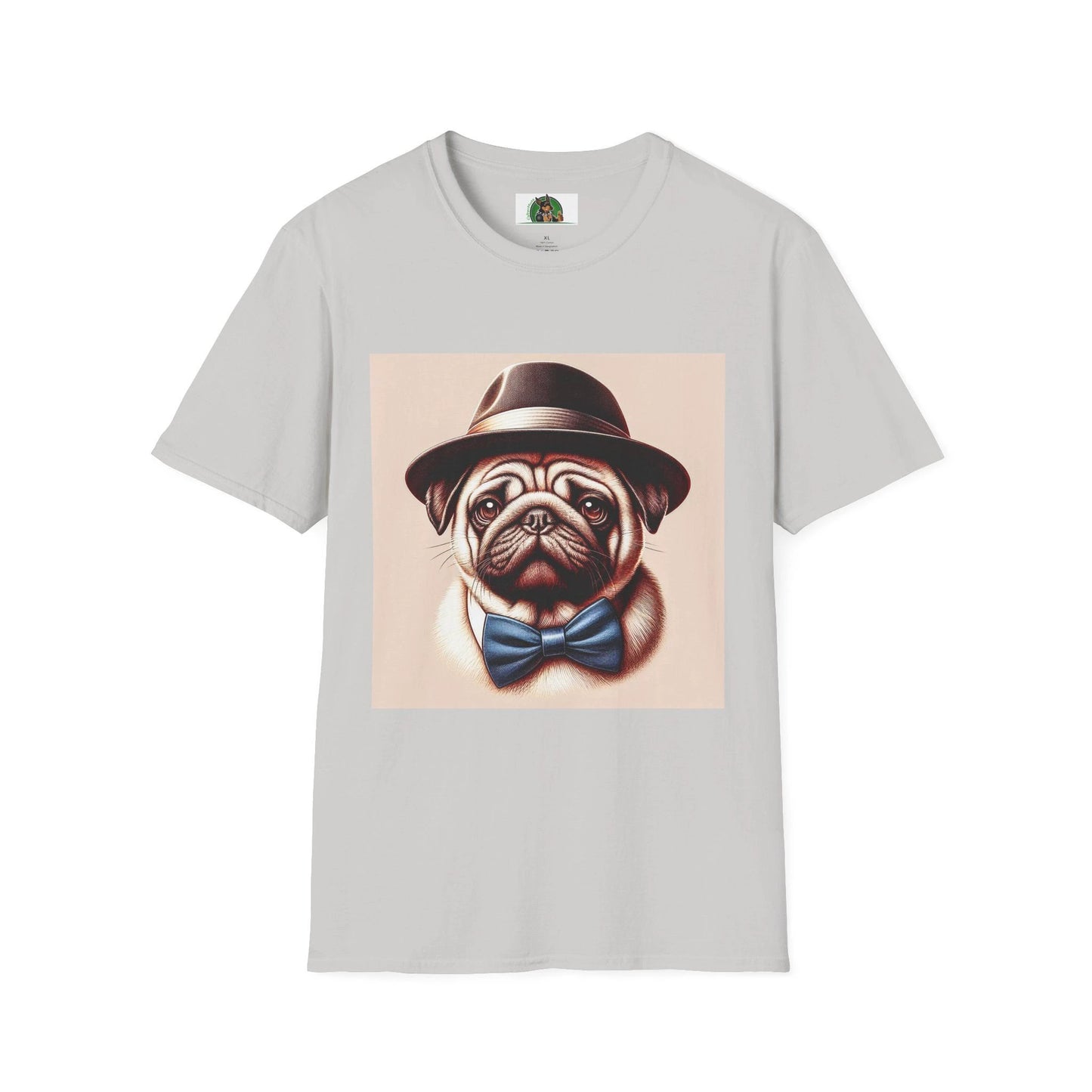 Pug Fedora T-Shirt T-Shirt Printify S Ice Grey
