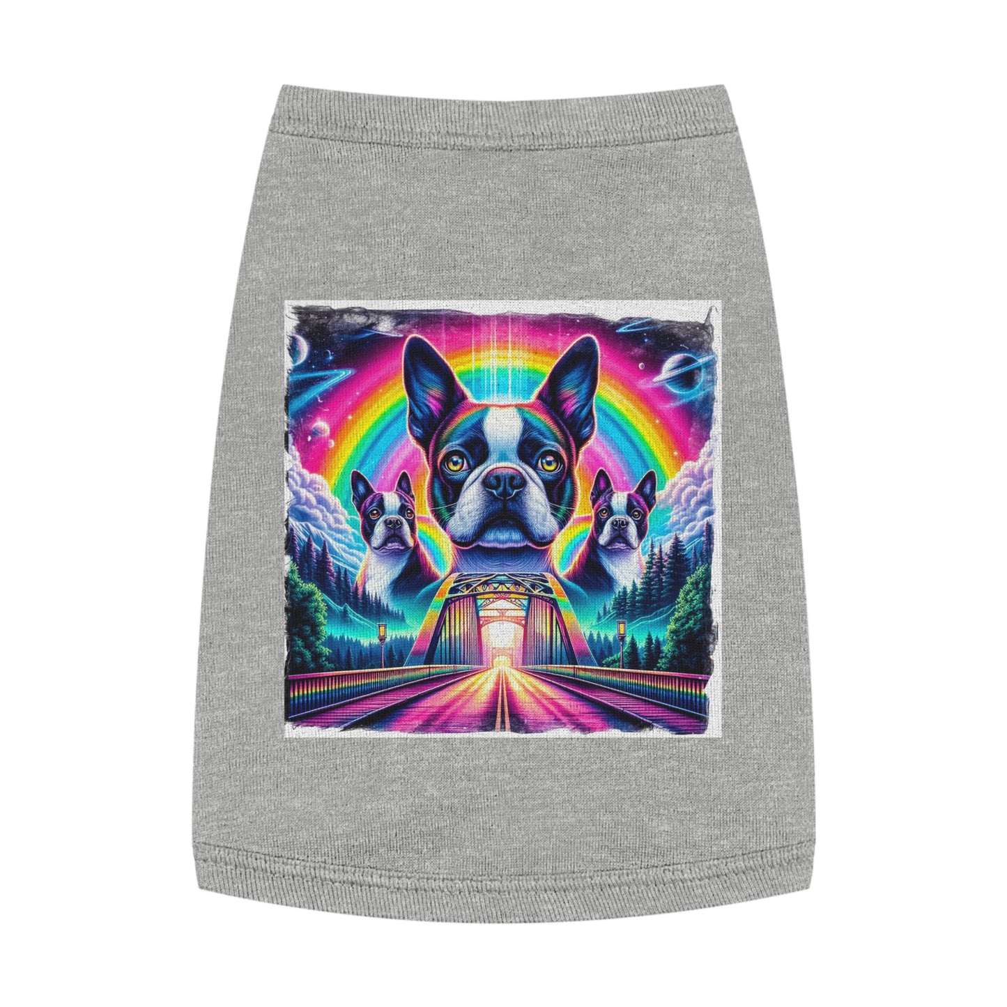 Pet Tank Top Boston Terrier Rainbow Bridge Pets Printify M Heather 