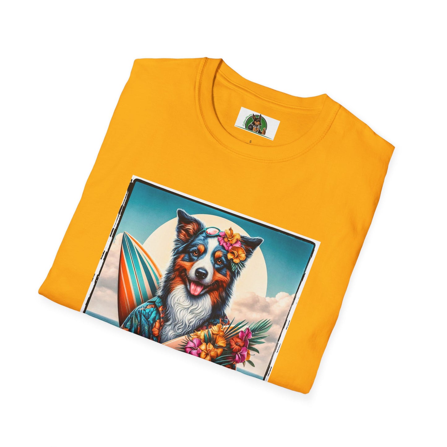 Australian Shepherd Floral Beach Surfer