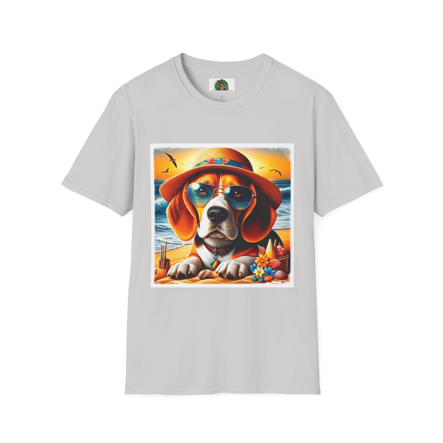 Beagle Wearing Sun Hat At The Beach T-Shirt Printify S Ice Grey 