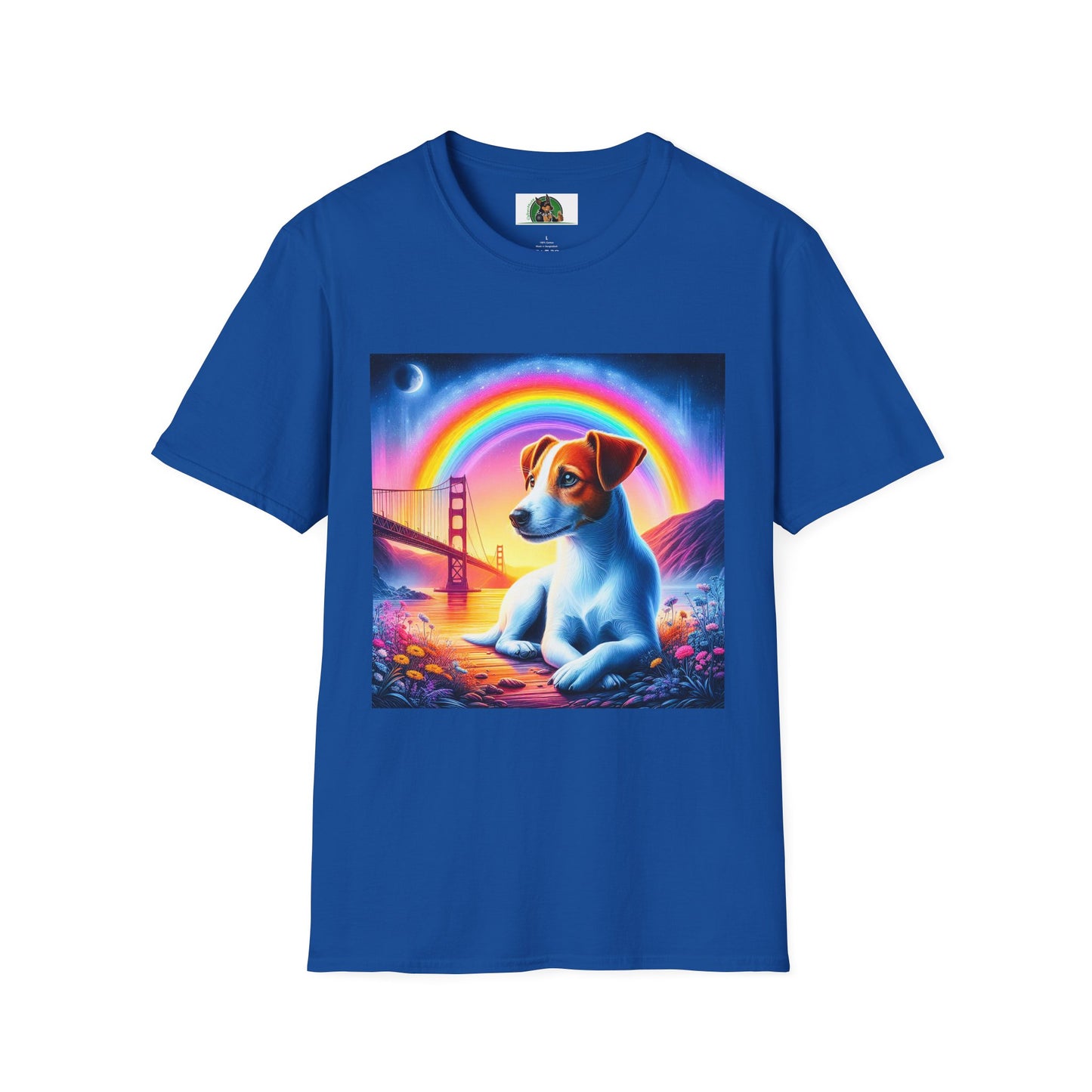 Jack Russell Rainbow Bridge Moonlit Mountain T-Shirt Printify S Royal