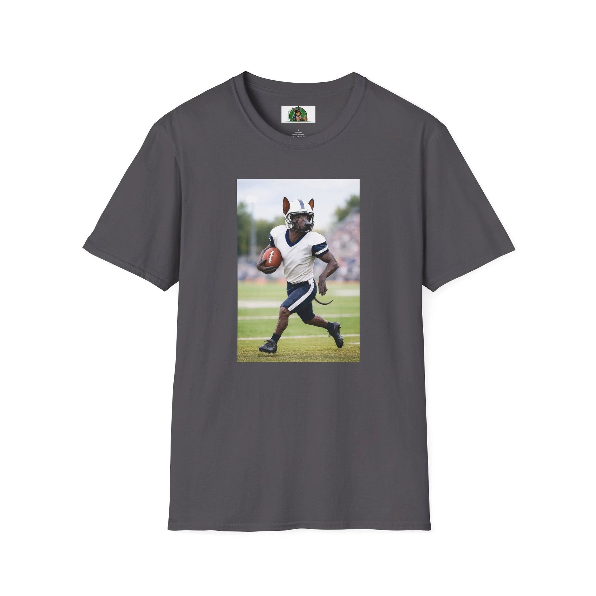 Mexican Hairless Dog Football T-Shirt — Dog Lover Sports Tee T-Shirt Printify Charcoal S