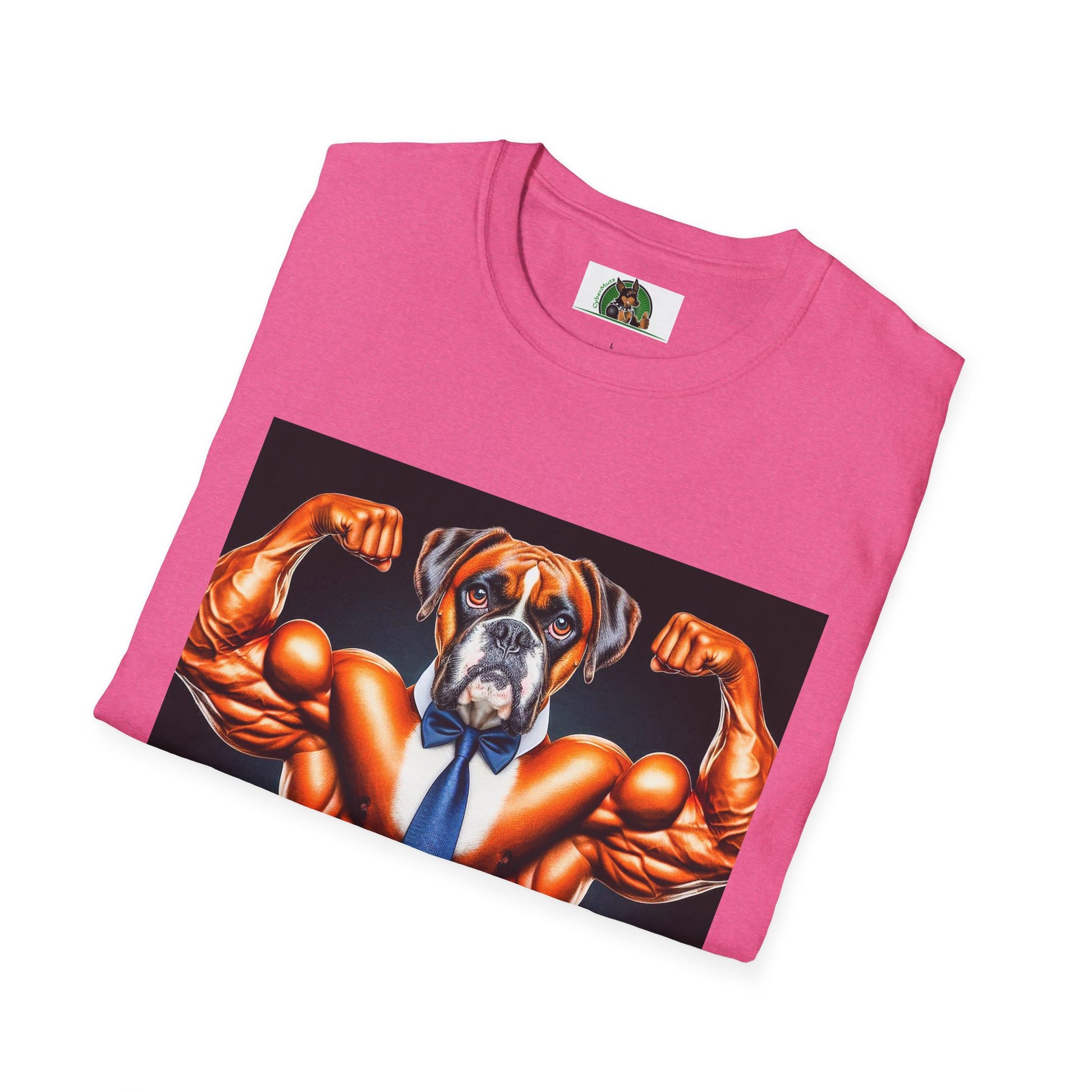 Boxer Muscle Dog Wearing Tie TShirt T-Shirt Printify   