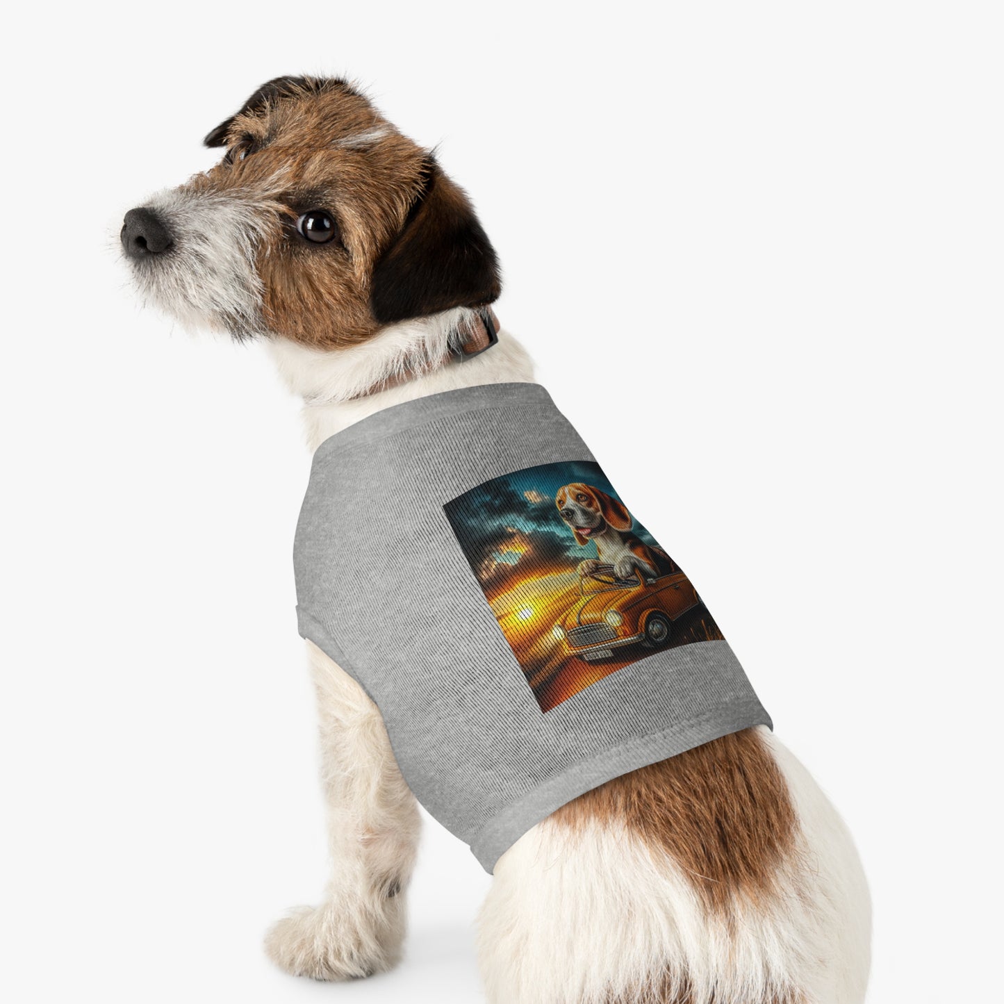 Pet Tank Top Wacky Beagle In Tiny Car Pets Printify   