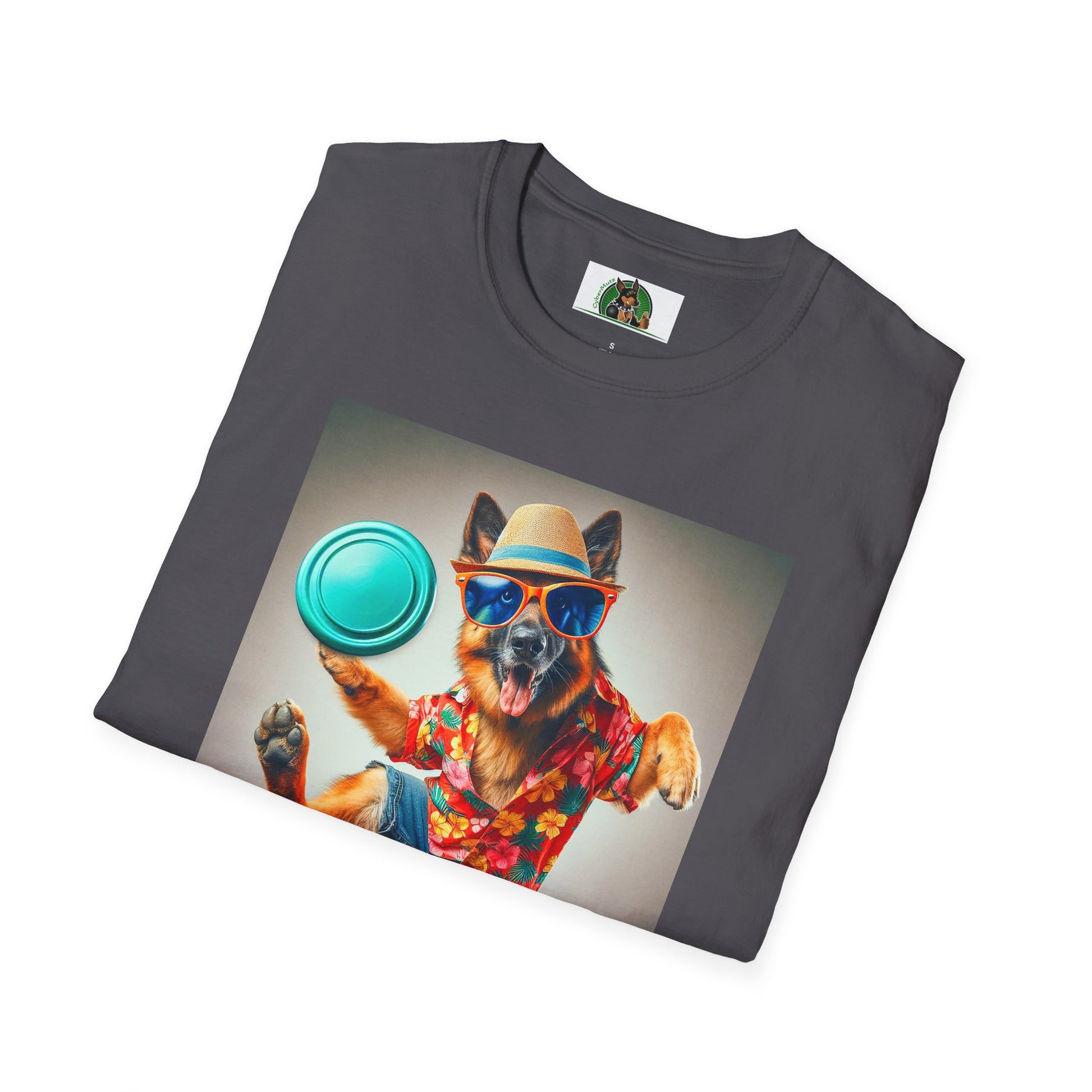 German Shepherd frisbee flying shirt T-Shirt Printify