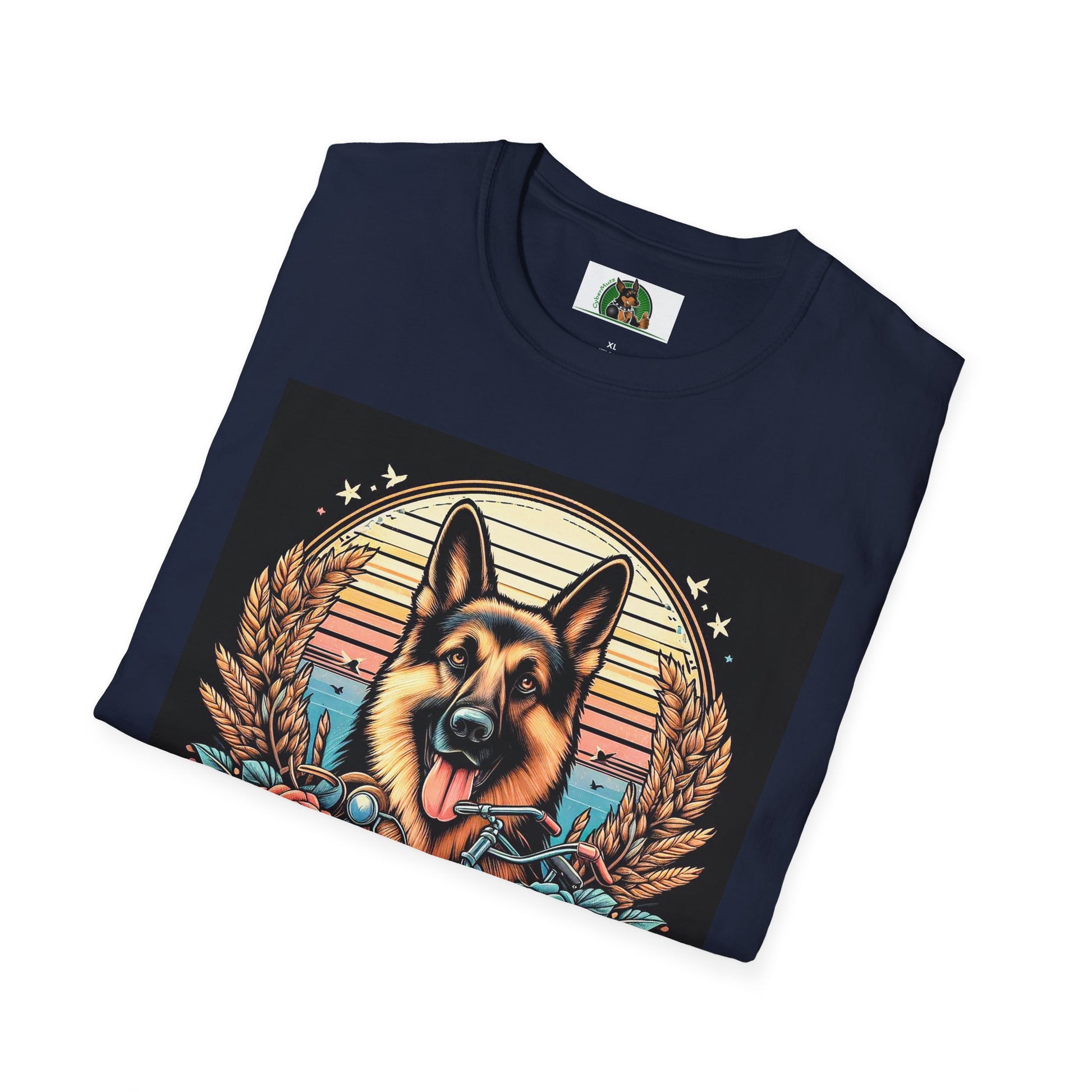German Shepherd flowers and leaves shirt T-Shirt Printify