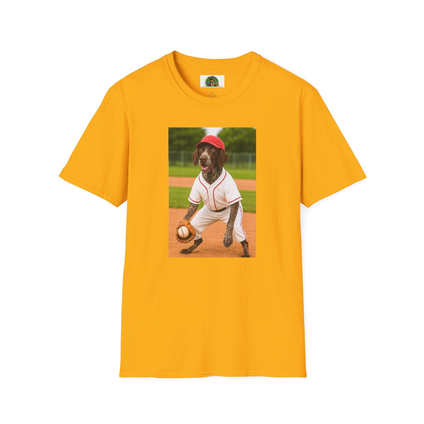 Baseball Sports German Shorthair T-Shirt T-Shirt Printify Gold S