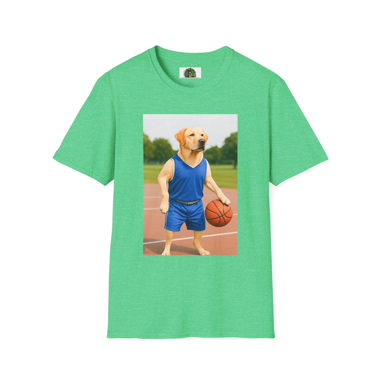 Labrador Retriever Basketball Tee — Dog Lover Sports T-Shirt T-Shirt Printify Heather Irish Green S