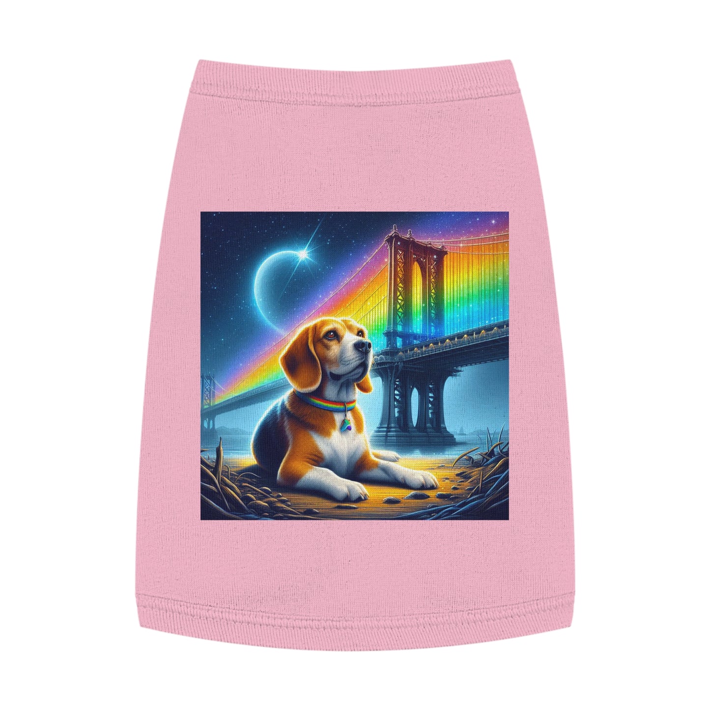 Pet Tank Top Beagle Under Rainbow Bridge Pets Printify M Pink 