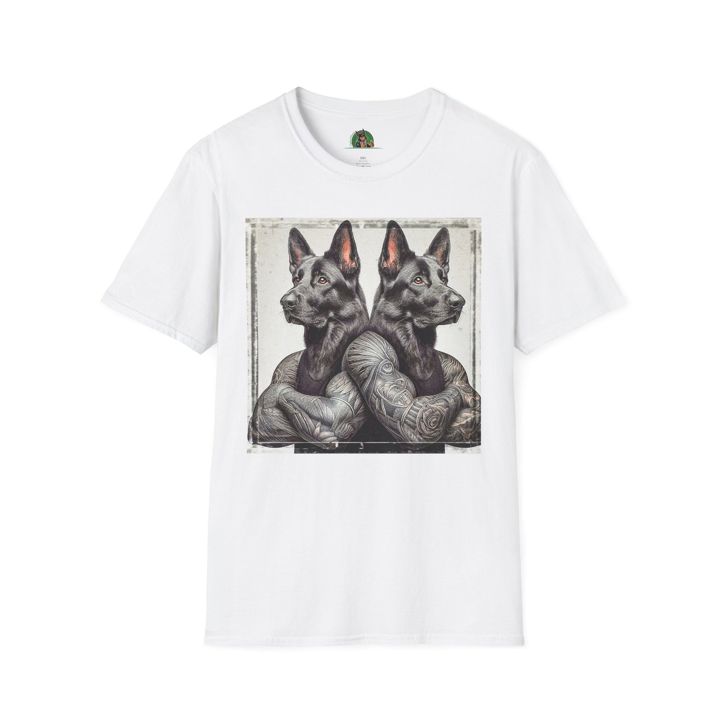 German Shepherd two trainers shirt T-Shirt Printify White S