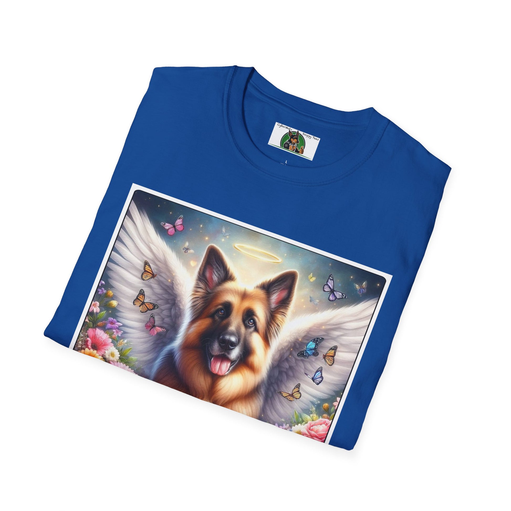 German Shepherd Dog "Rainbow Bridge" Unisex Softstyle T-Shirt T-Shirt Printify