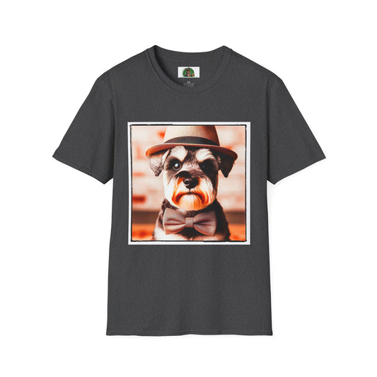 Miniature Schnauzer hat and bow tie shirt T-Shirt Printify XS Dark Heather