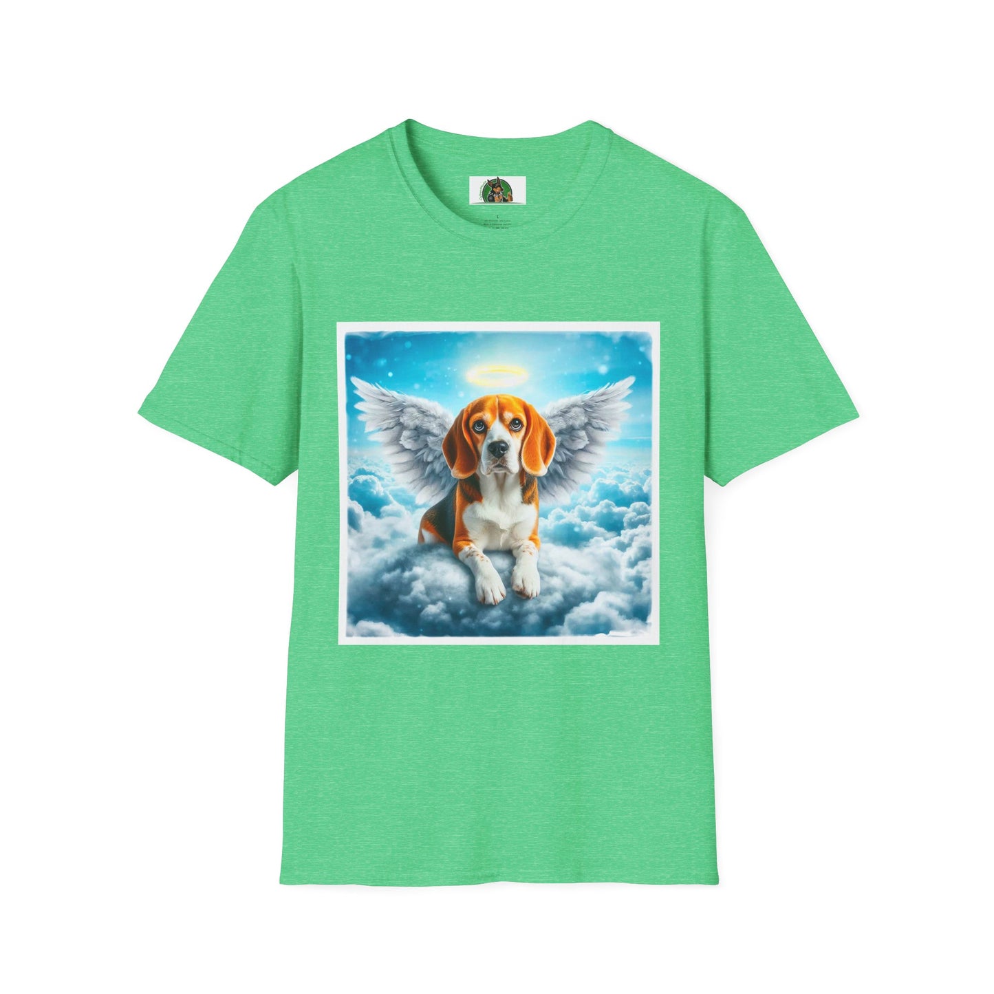 Beagle Angel in Cloud T-Shirt Printify S Heather Irish Green 