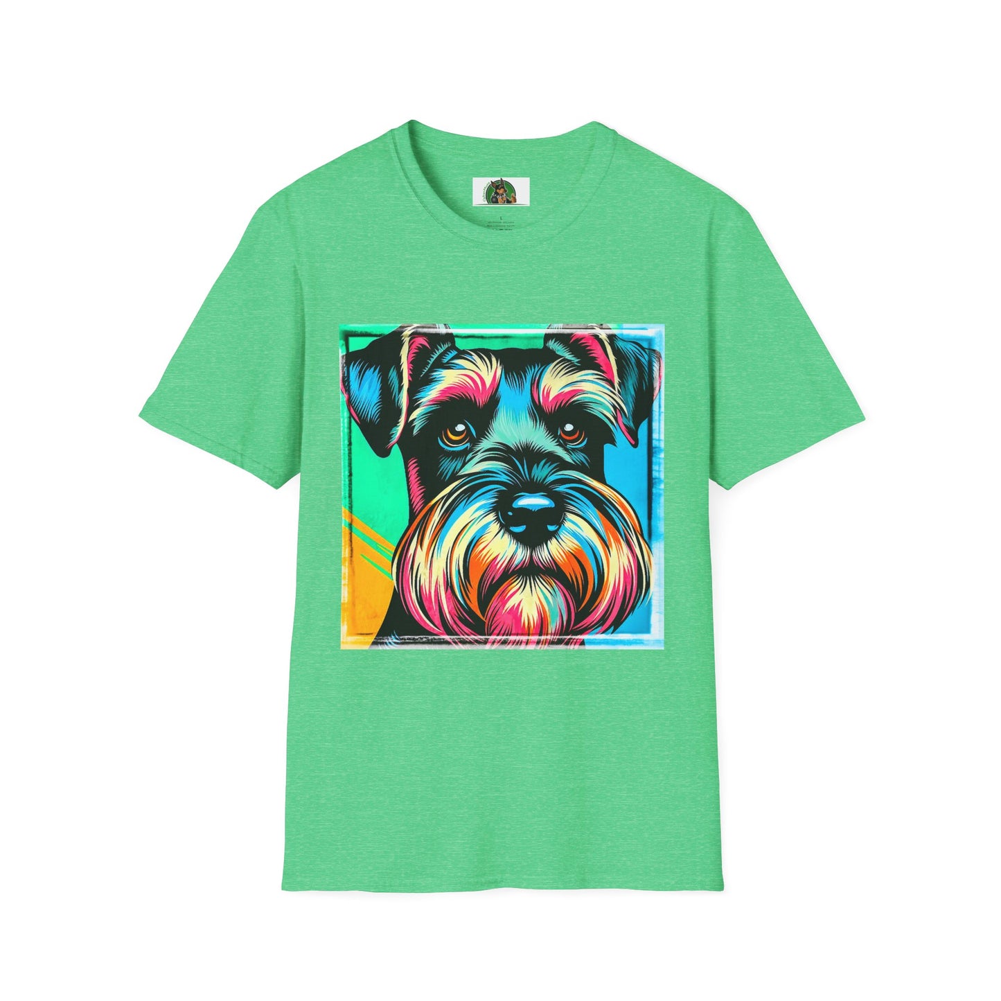 Schnauzer T-Shirt with Miniature Schnauzer Design T-Shirt Printify S Heather Irish Green 