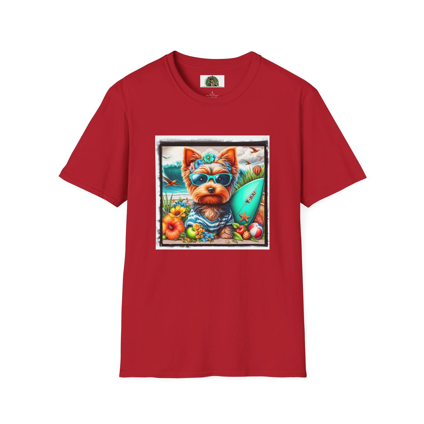 Yorkie flower garden shirt T-Shirt Printify S Cherry Red