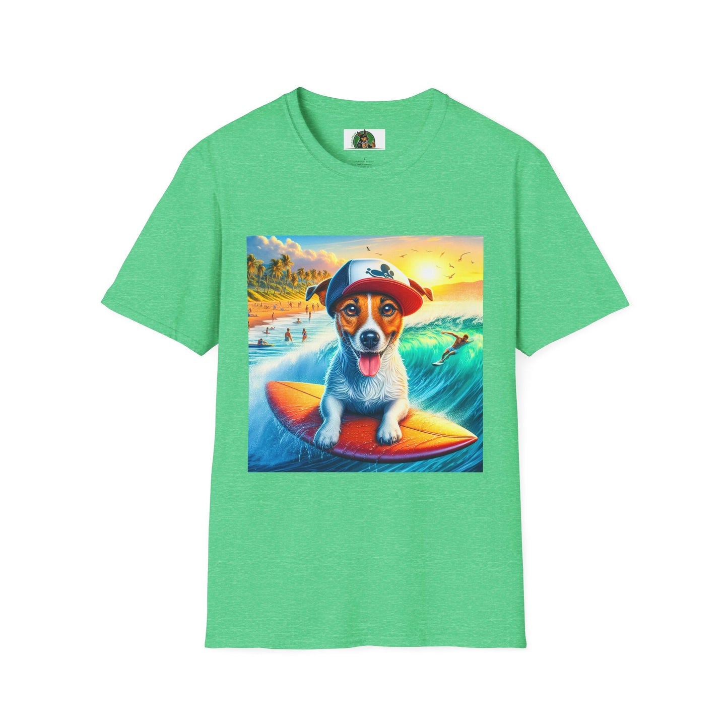 Jack Russell Boogie Boarding T-Shirt Printify S Heather Irish Green
