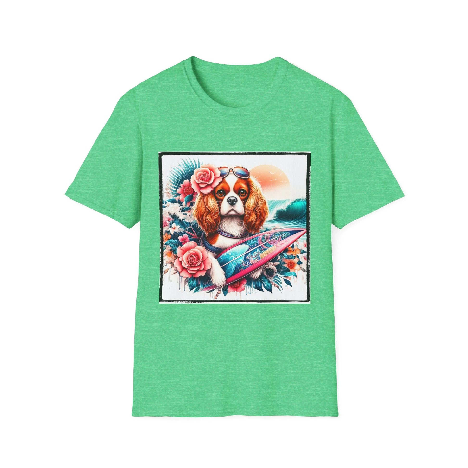 Cavalier King Charles Spaniel Surfer Girl T Shirt For Dog Lovers Cavalier Fans Beach Tee T-Shirt Printify
