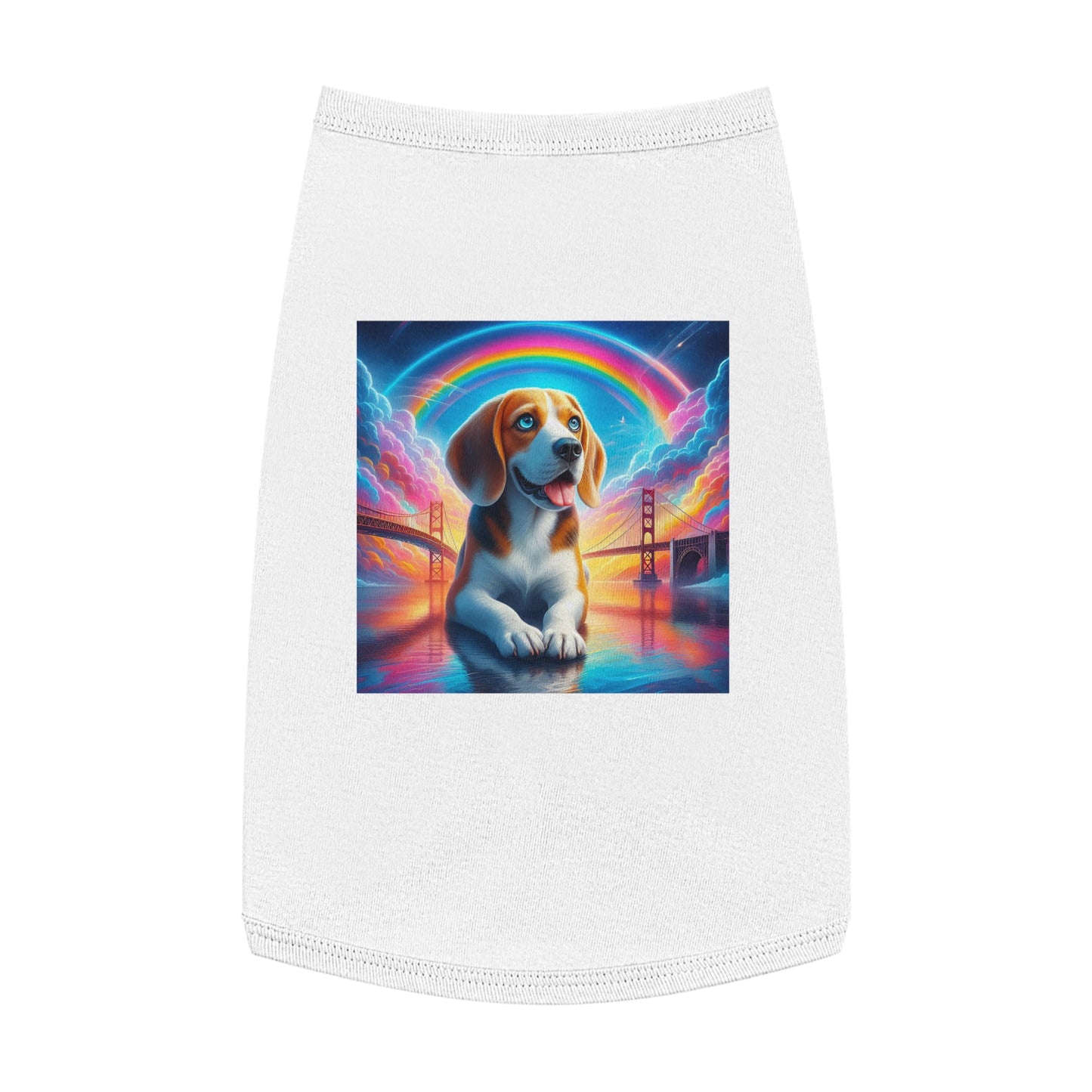 Pet Tank Top Beagle Angel Rainbow Bridge Pets Printify L White 