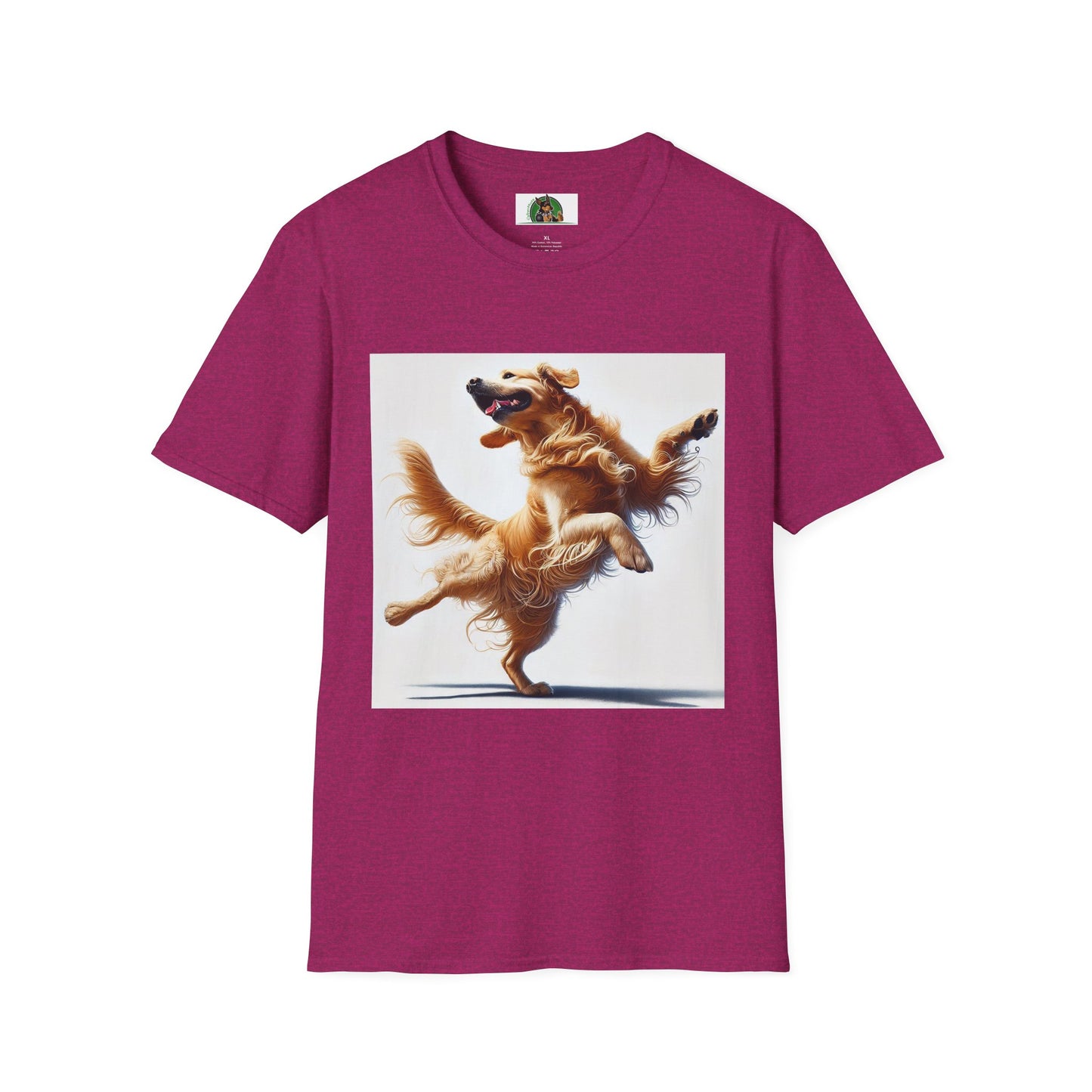 Golden Retriever Dance T-Shirt T-Shirt Printify S Antique Heliconia