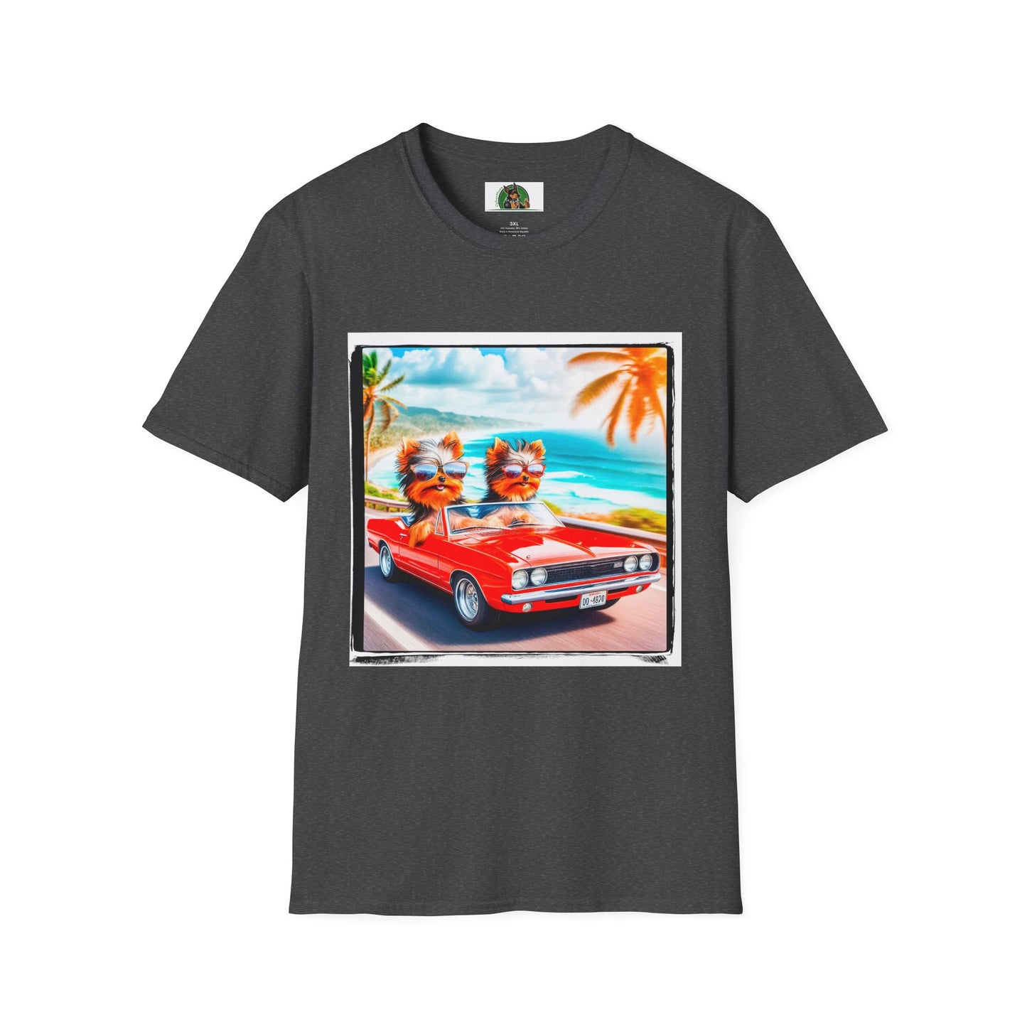 Yorkie beach cruising shirt T-Shirt Printify XS Dark Heather