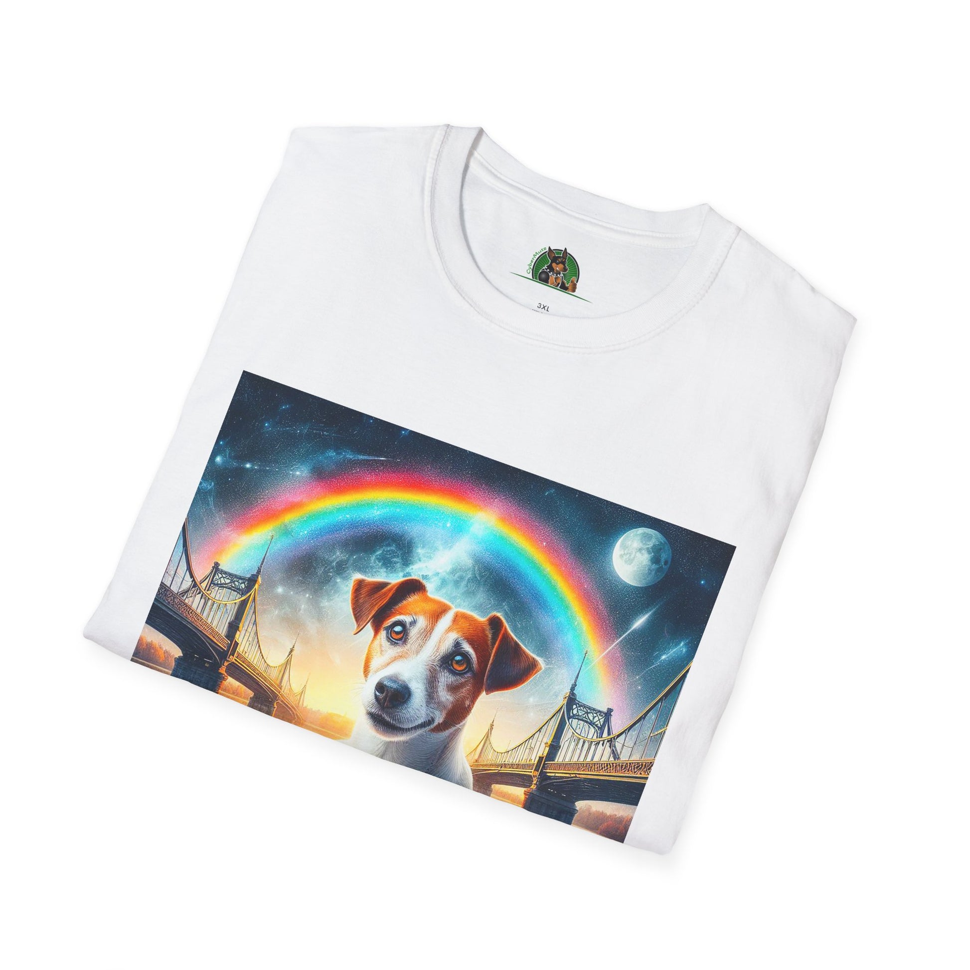 Jack Russell Moonlit Rainbow Bridge T-Shirt Printify
