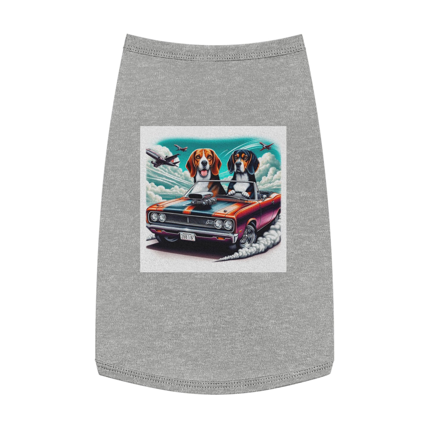 Pet Tank Top Wacky Beagle Dogs In Race Car Pets Printify L Heather 