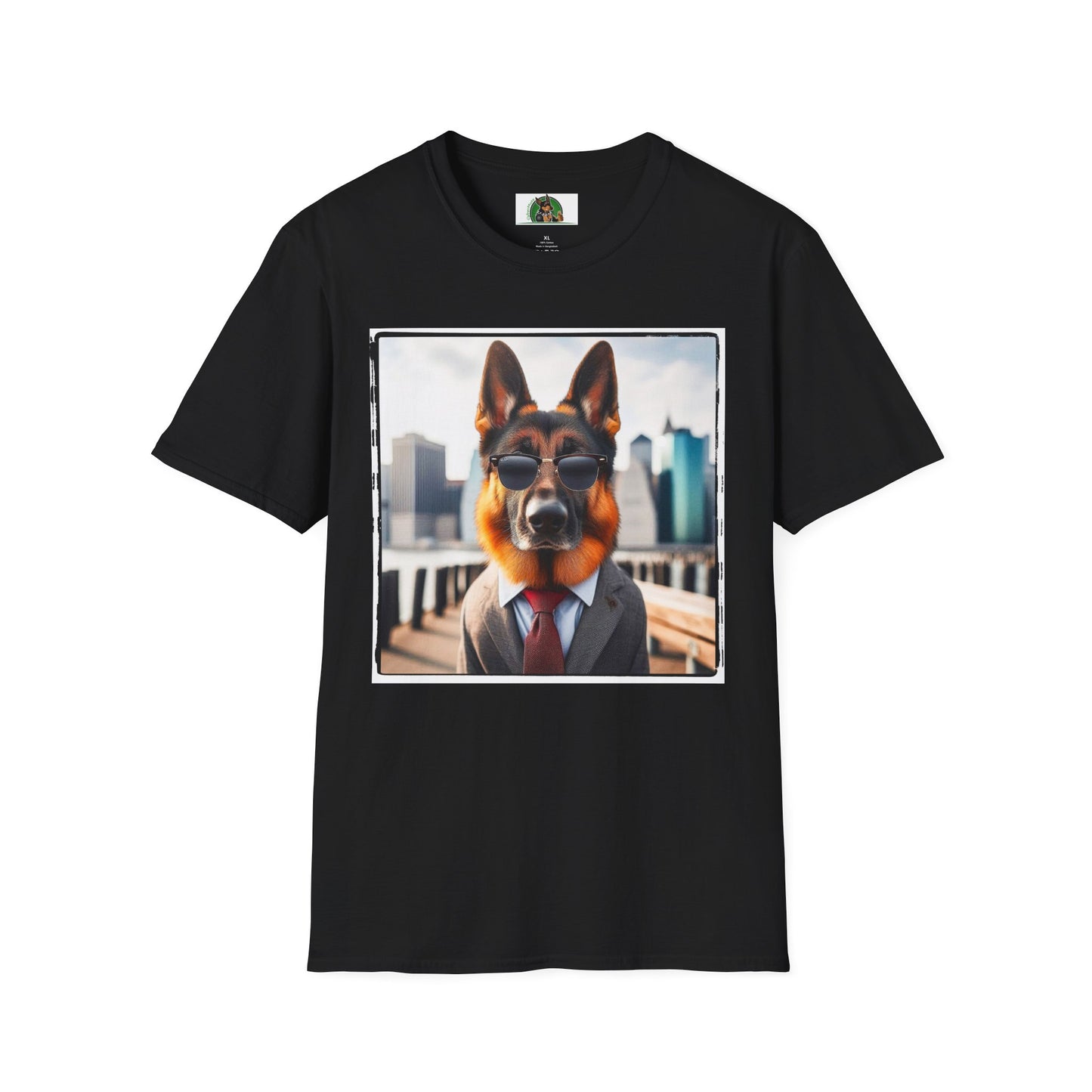 German Shepherd suit and tie shirt T-Shirt Printify Black S