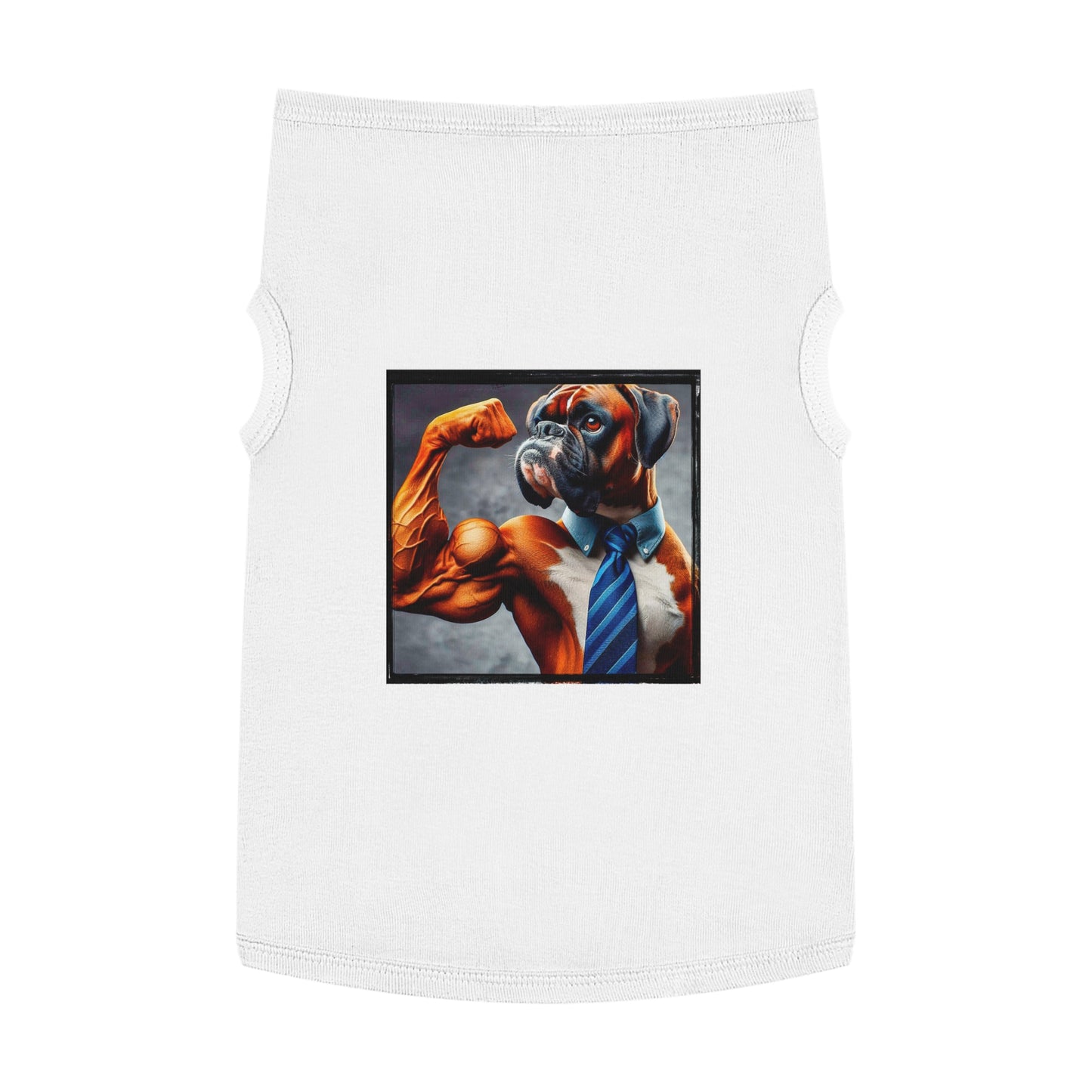 Pet Tank Top Boxer Dog Flexing Pets Printify XL White 