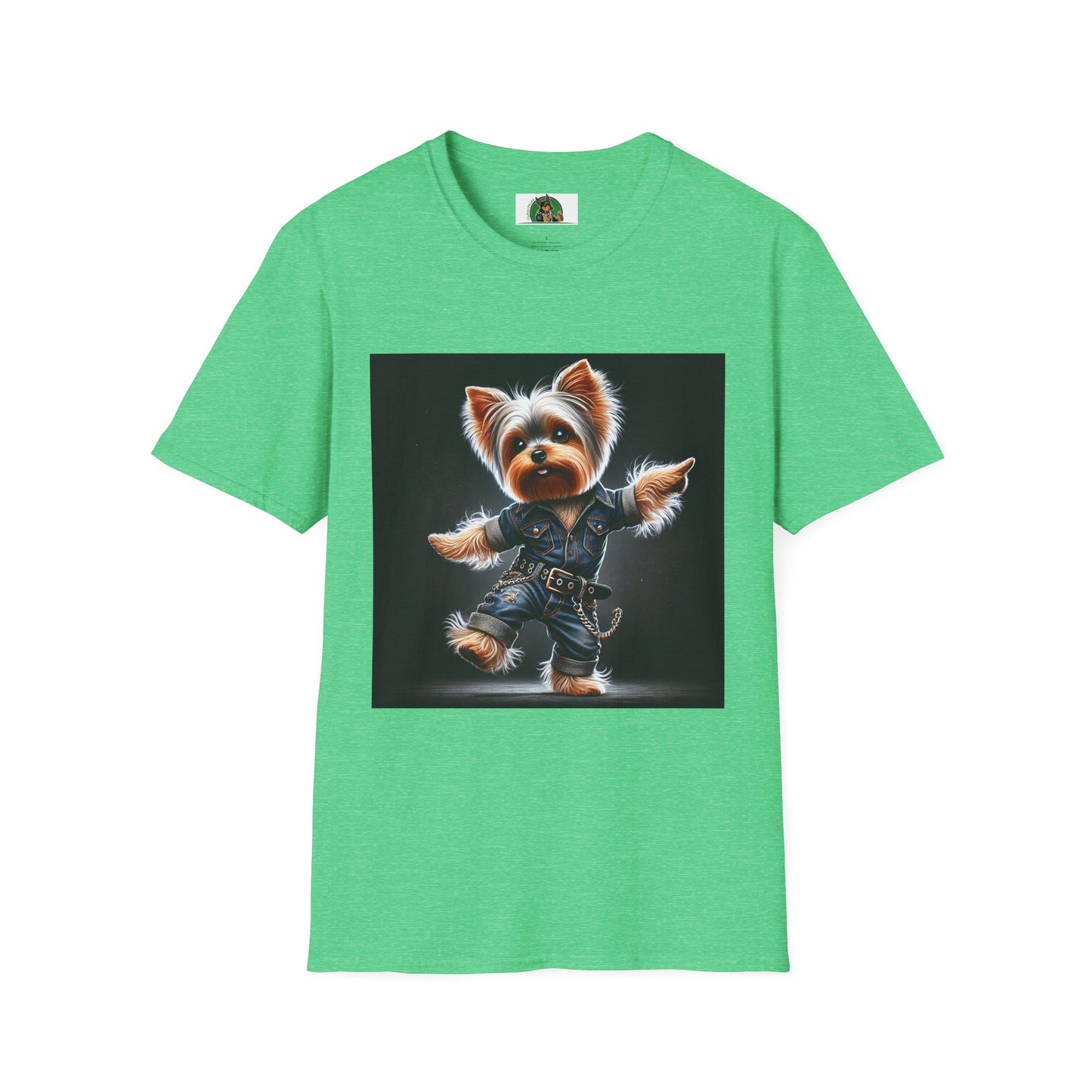 Yorkie Dancing T-Shirt T-Shirt Printify S Heather Irish Green