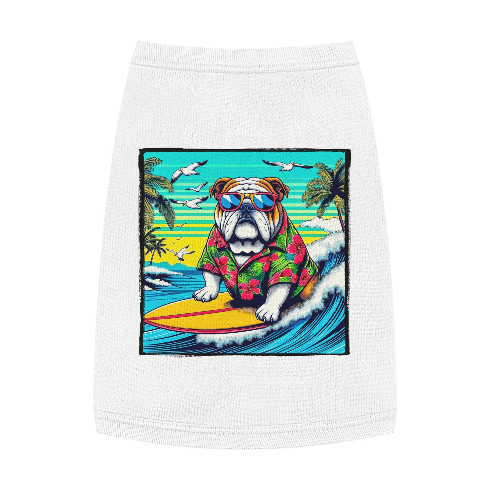 Pet Tank Top Bulldog wave crashing t shirt Pets Printify