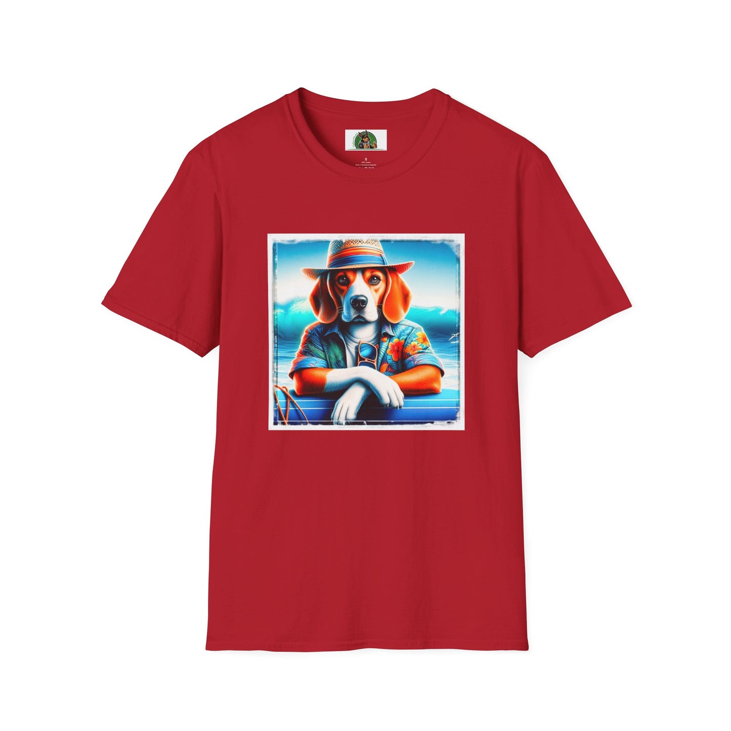 Beagle Wearing Summer Shirt And Hat T-Shirt Printify S Cherry Red 