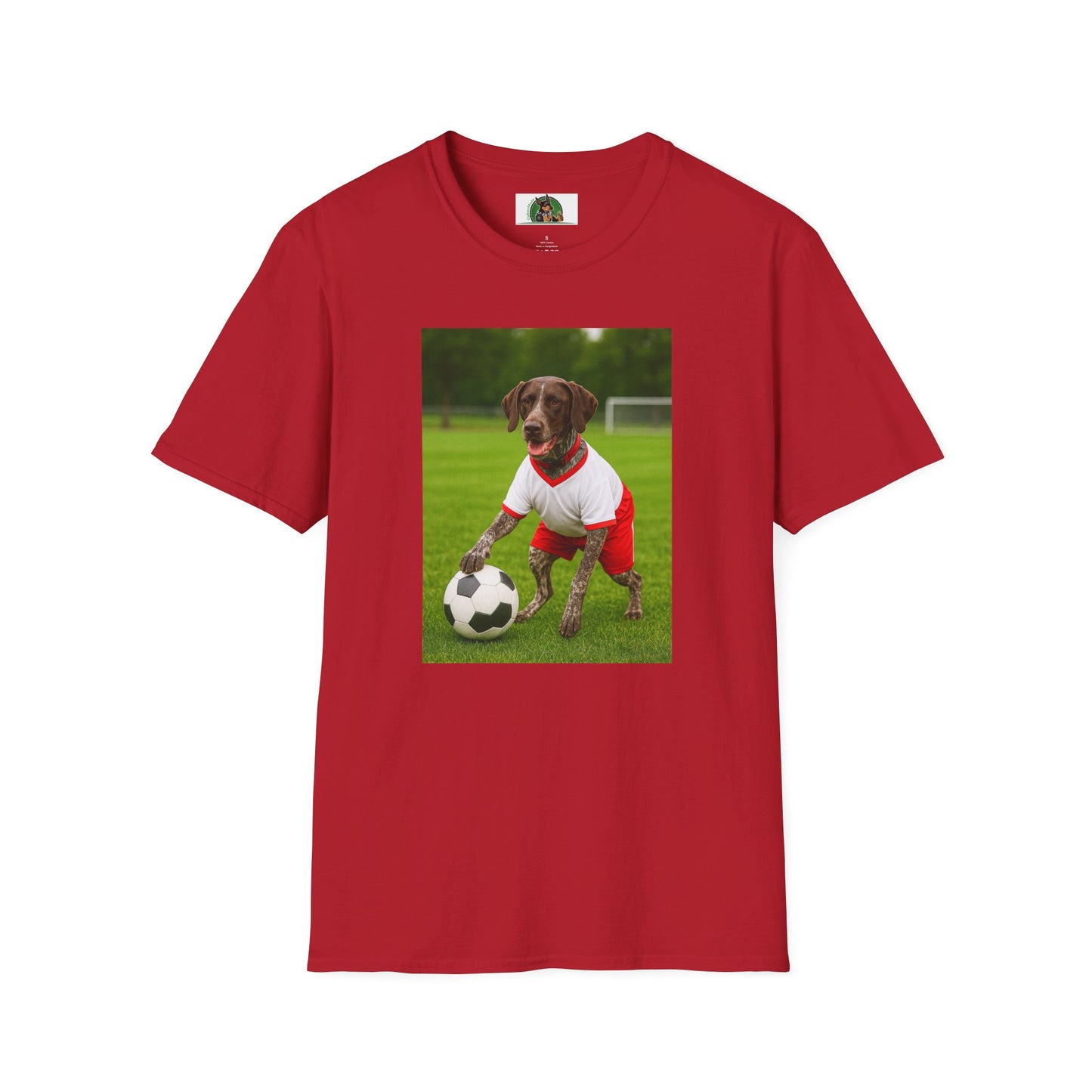 Soccer Sports German Shorthair T-Shirt T-Shirt Printify Cherry Red S