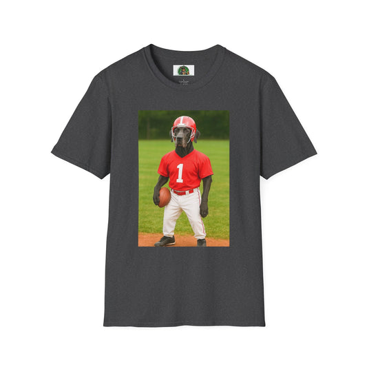 Great Dane Playing Football T-Shirt — Sports Dog Tee T-Shirt Printify Dark Heather S