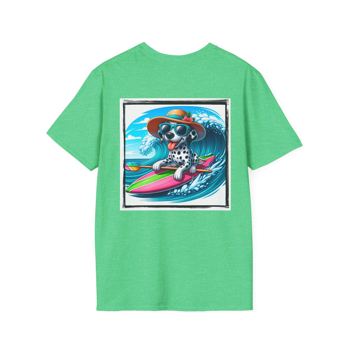 Dalmatian surf day t shirt Back Design