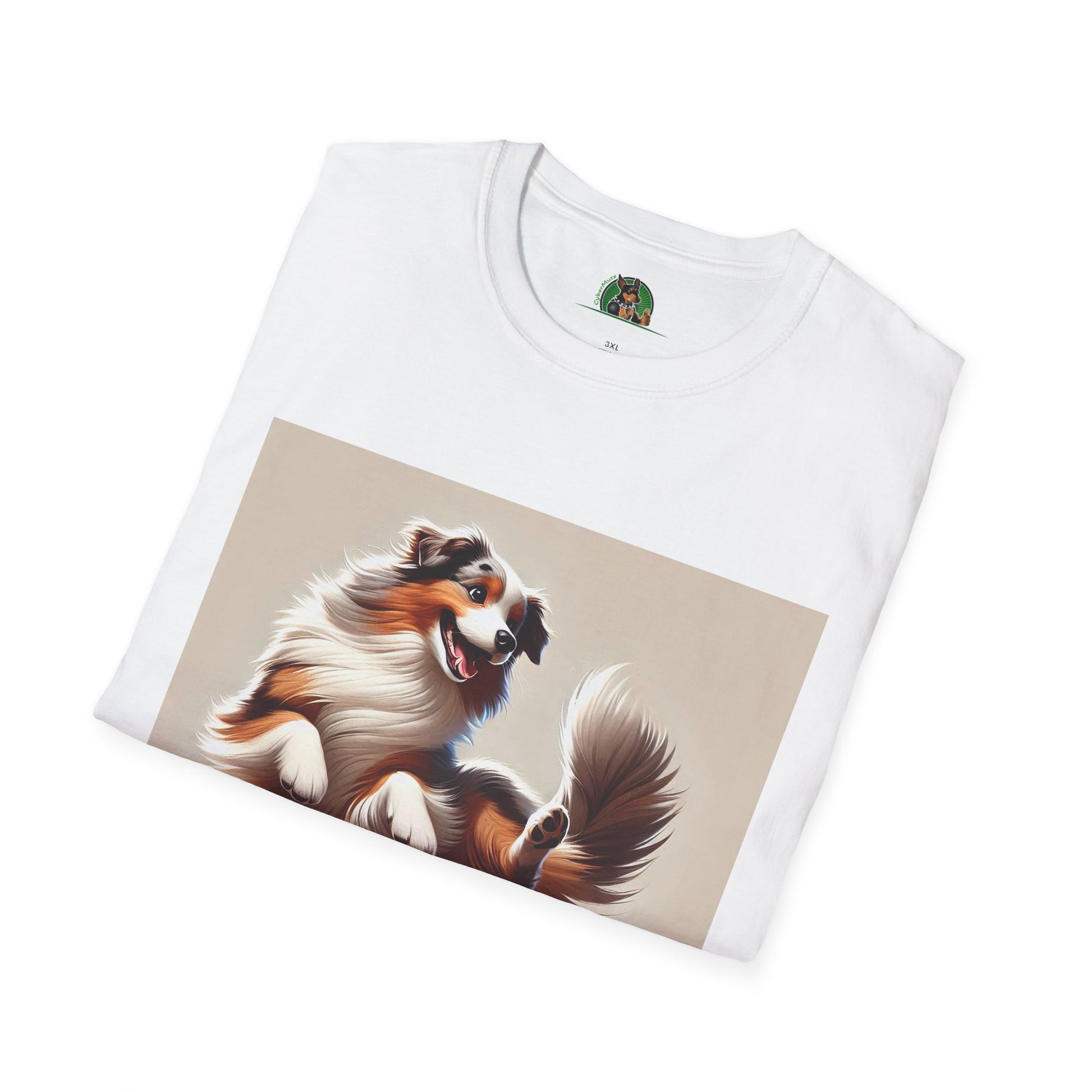 Dog Lover T-Shirt - Dancing Dog Australian Shepherd T-Shirt Printify