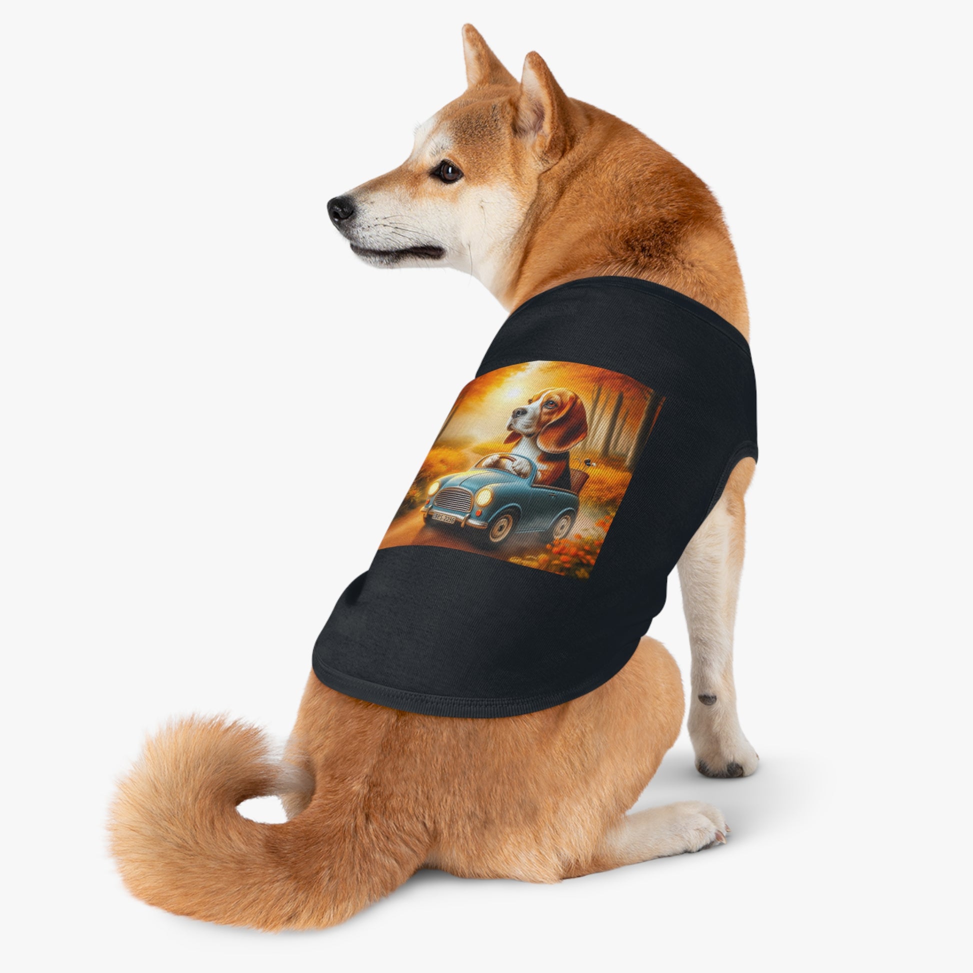 Pet Tank Top Wacky Beagle Dog In Tiny Car Pets Printify   