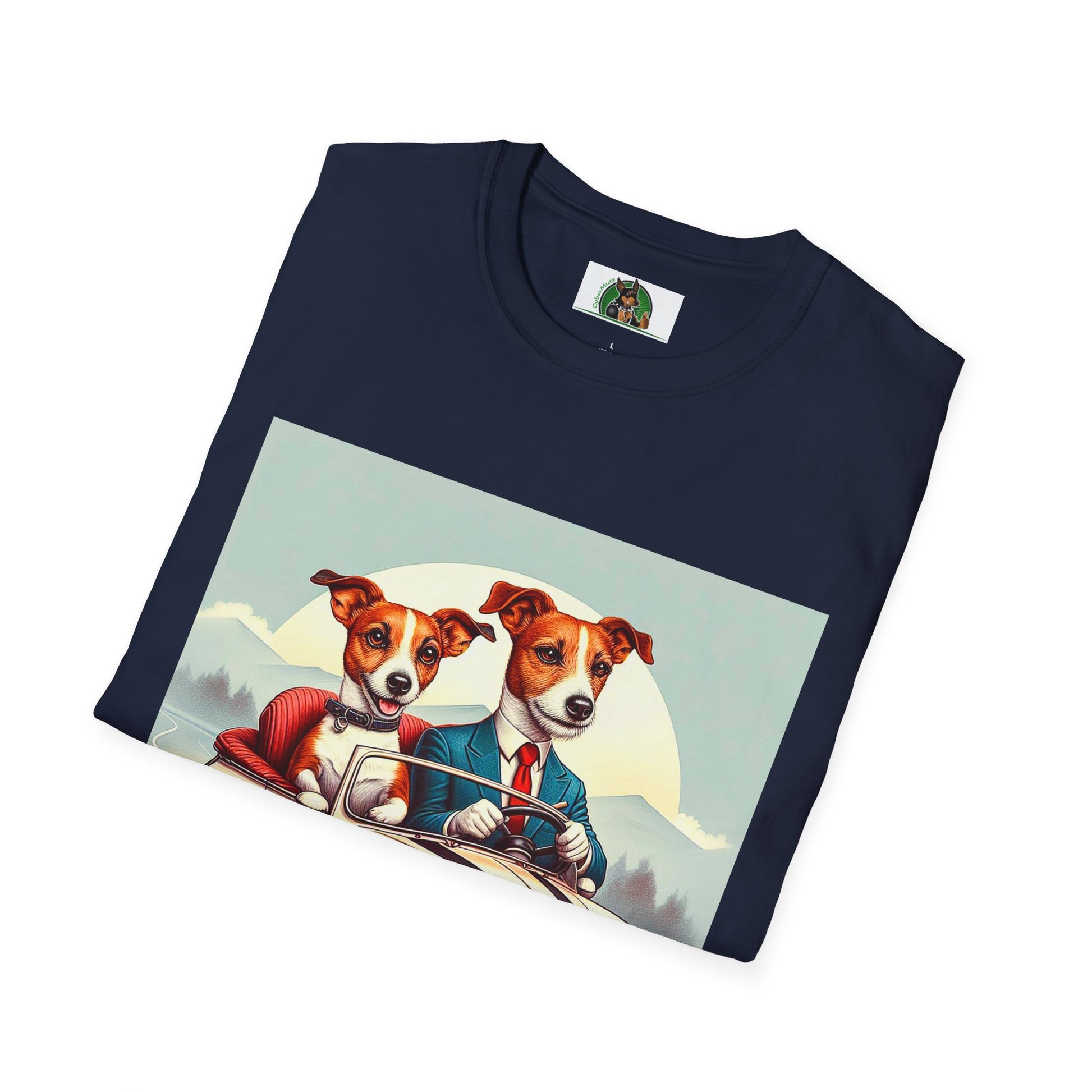 Wacky Jack Russell Husband And Wife In Car T-Shirt Printify   