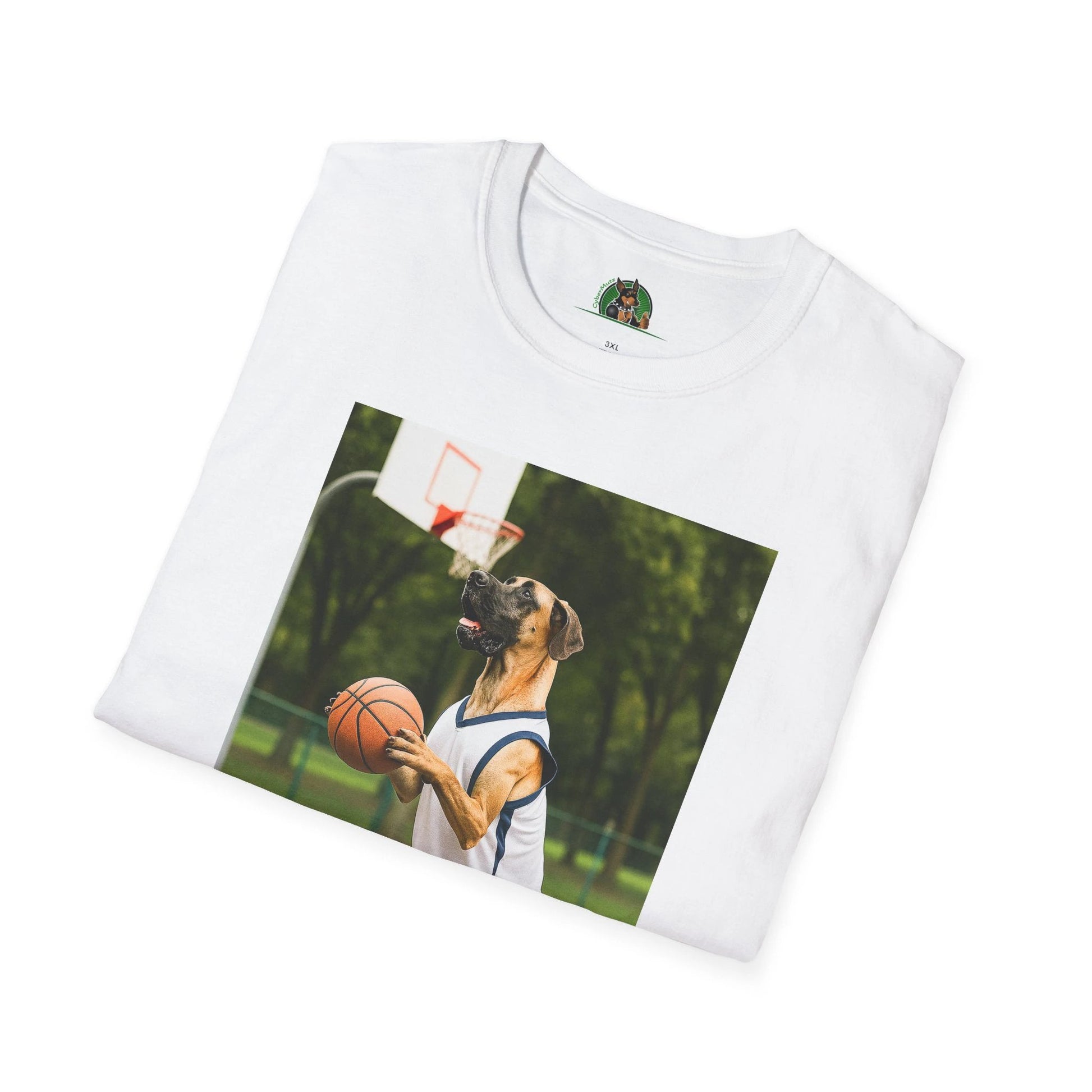 Great Dane Playing Basketball T-Shirt — Sports Dog Tee T-Shirt Printify