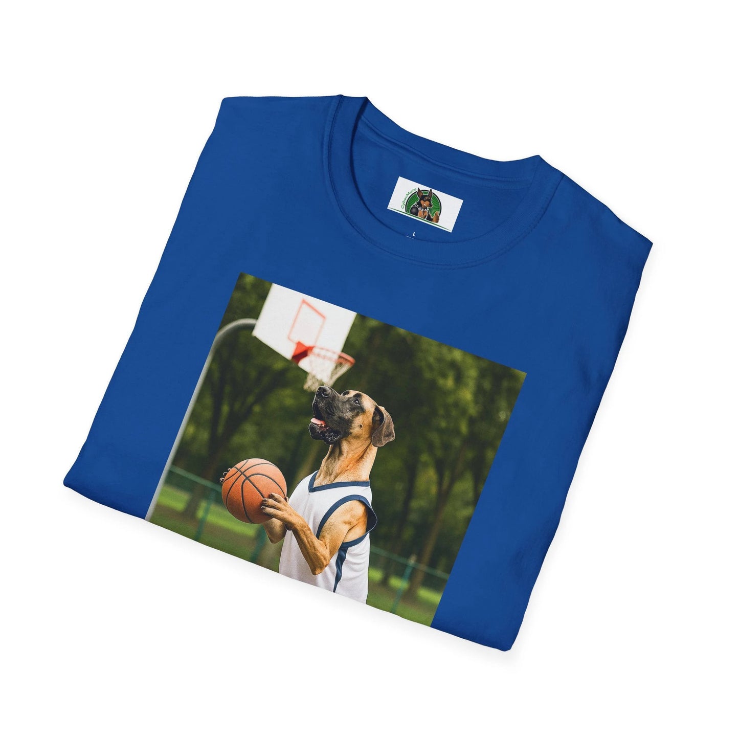 Great Dane Playing Basketball T-Shirt — Sports Dog Tee T-Shirt Printify