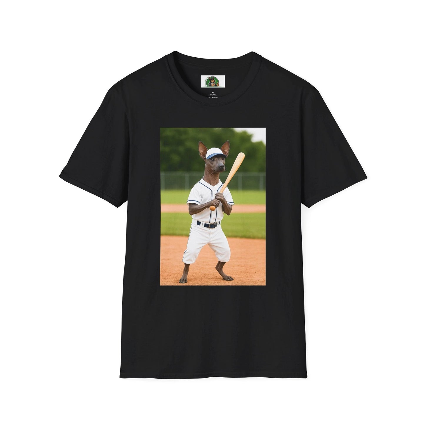 Mexican Hairless Dog Baseball Tee — Dog Lover Sports T-Shirt T-Shirt Printify Black S